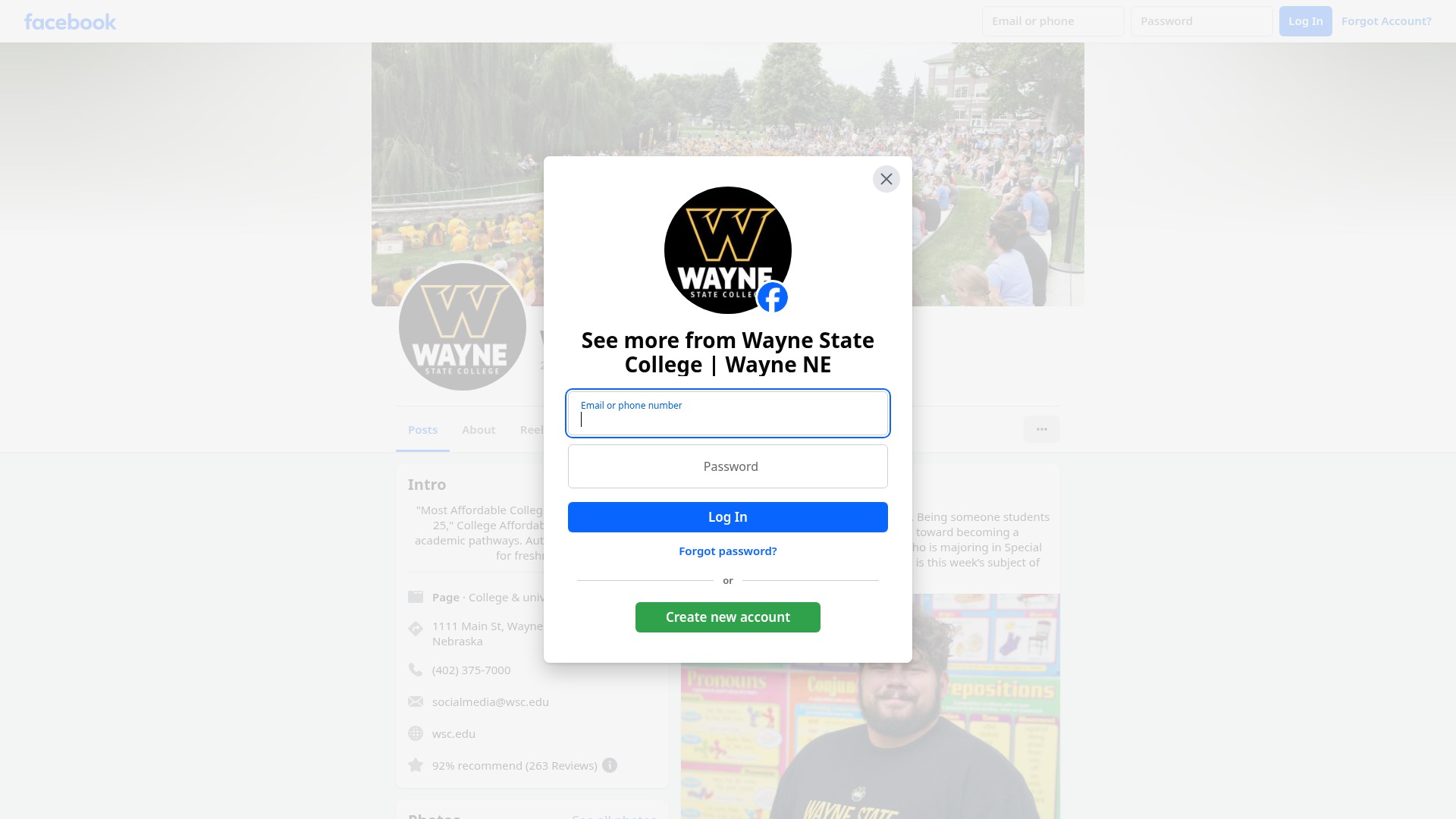 Screenshot of wsc.edu