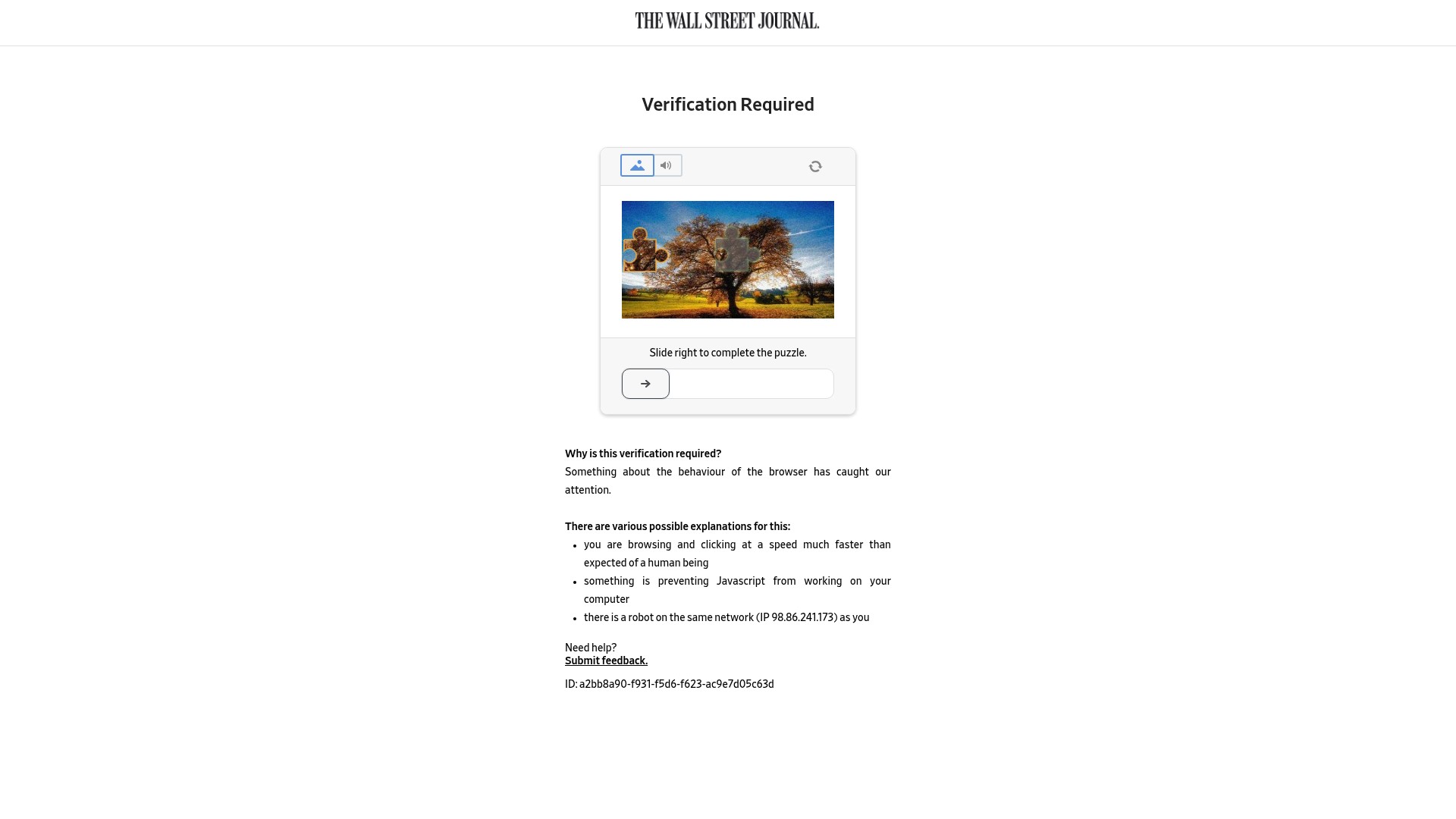 Screenshot of wsj.com