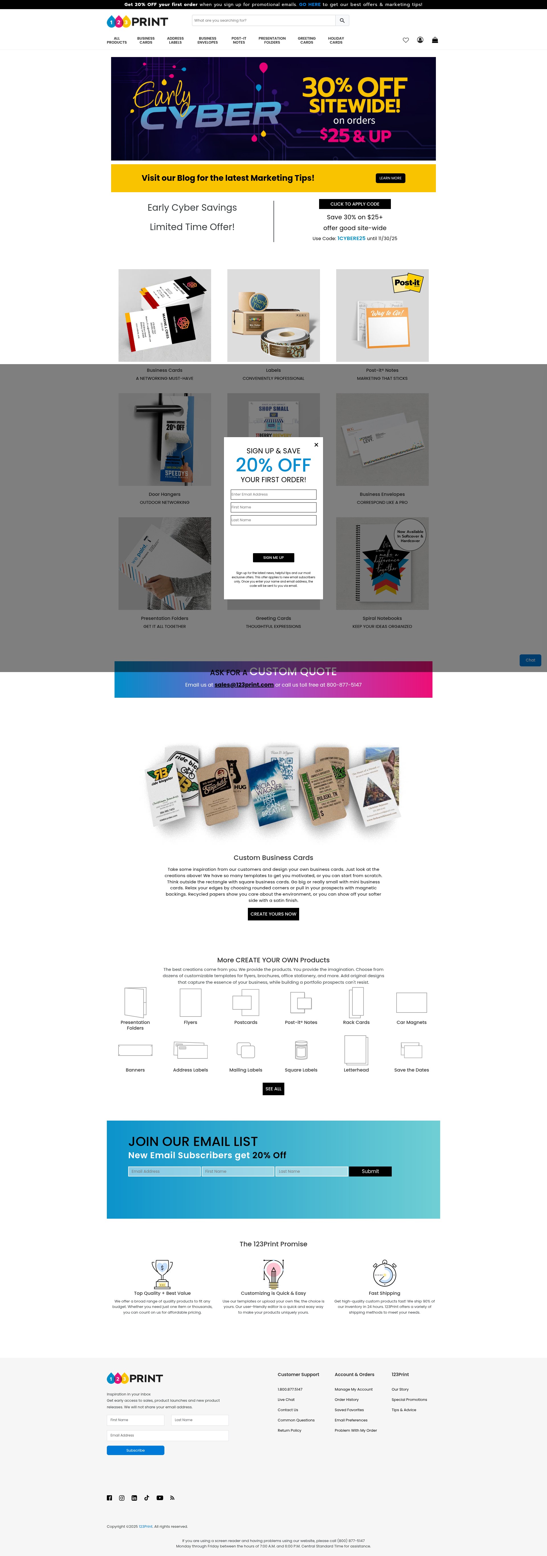 Screenshot of www.123print.com