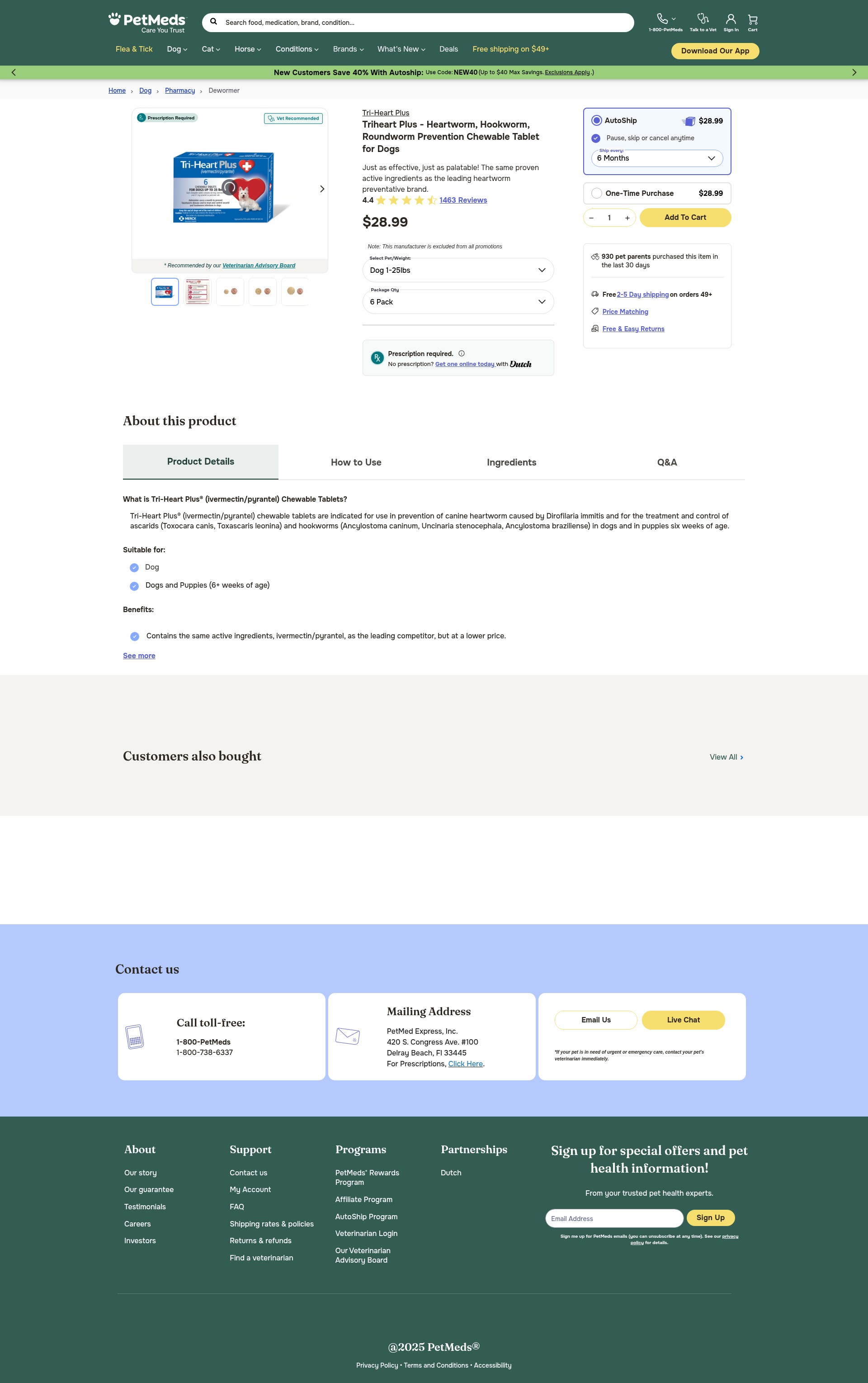 Screenshot of www.1800petmeds.com
