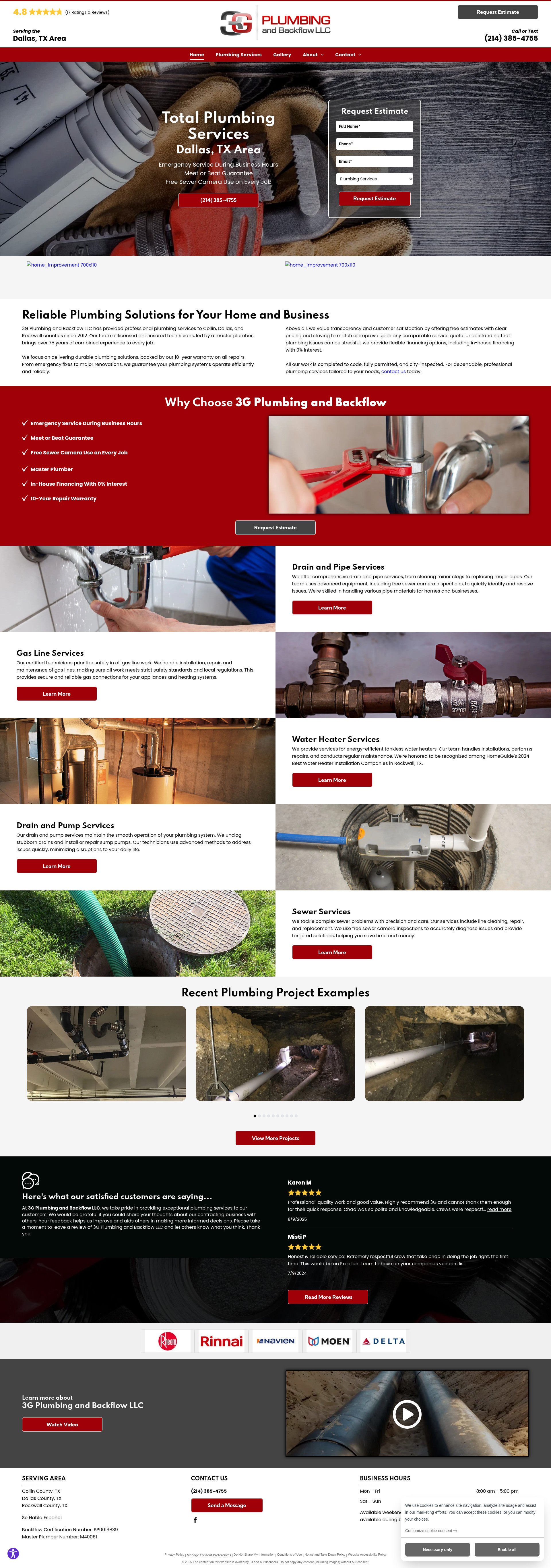 Screenshot of www.3gplumbingllcdfw.com