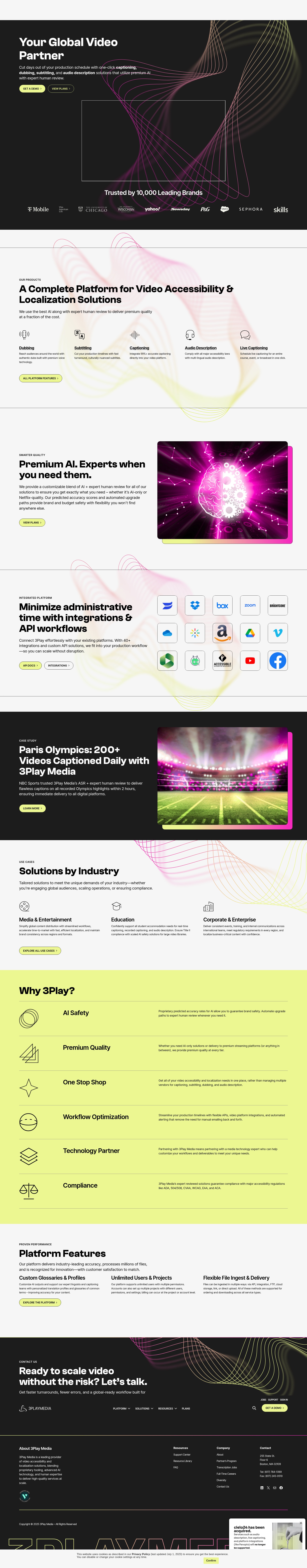 Screenshot of www.3playmedia.com
