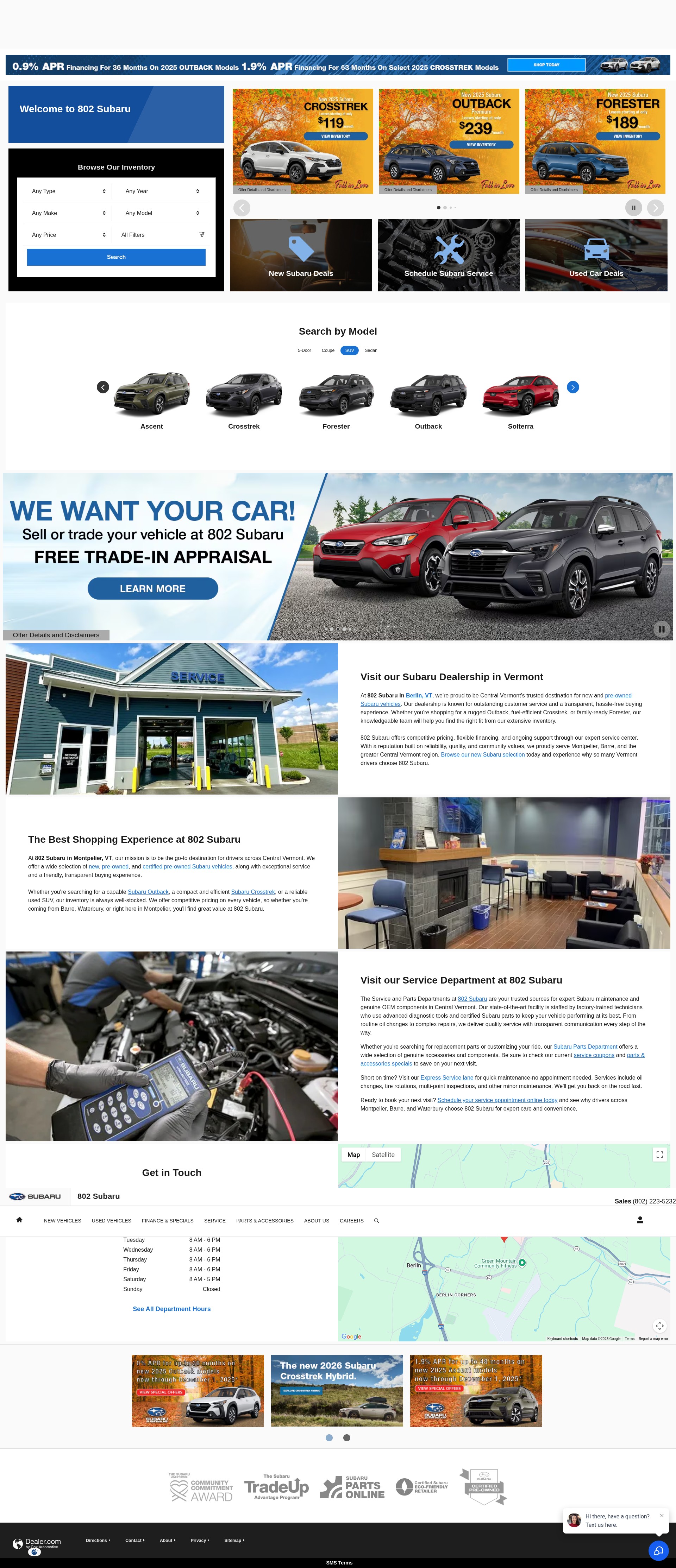 Screenshot of www.802subaru.com