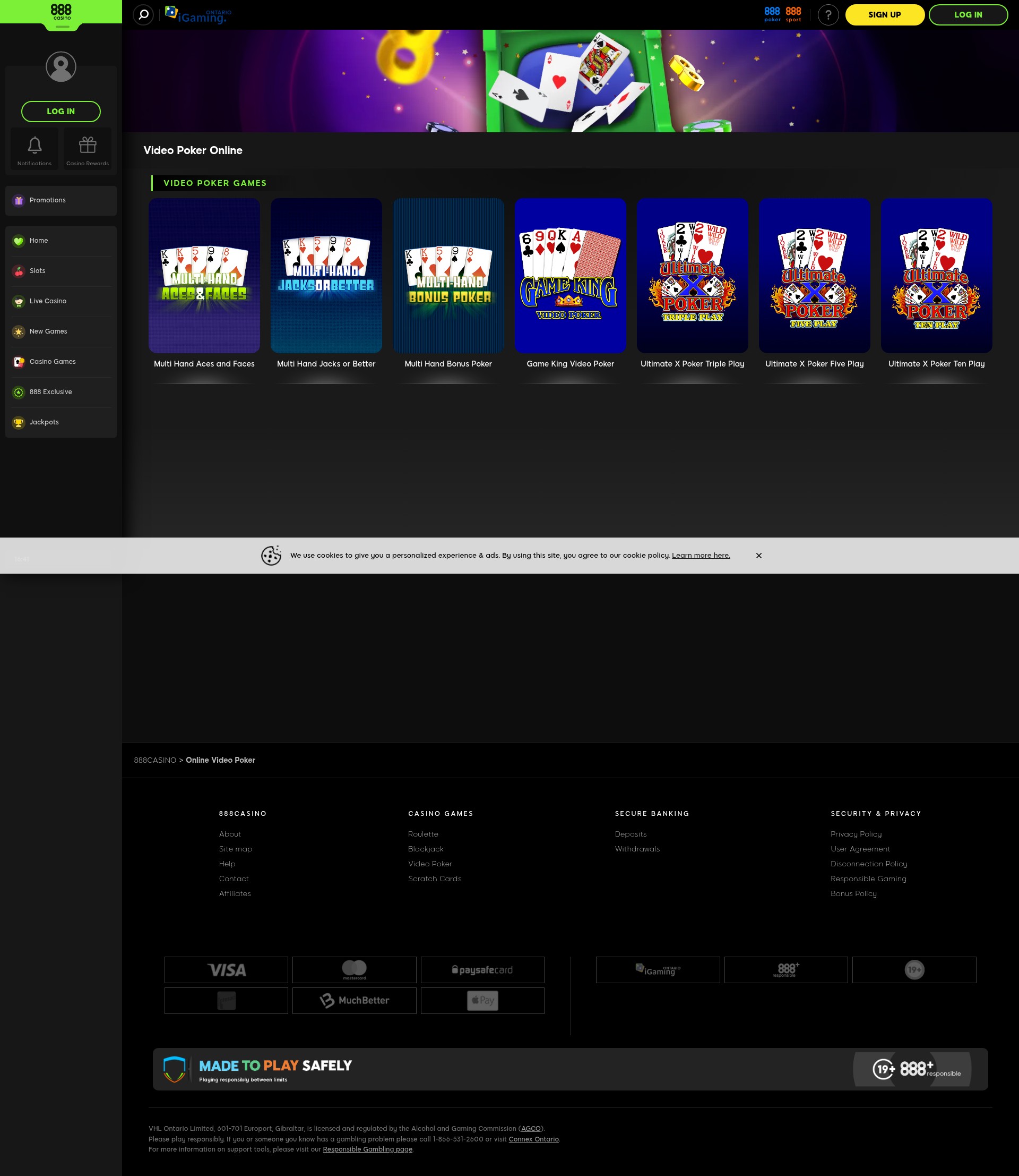 Screenshot of www.888casino.ca