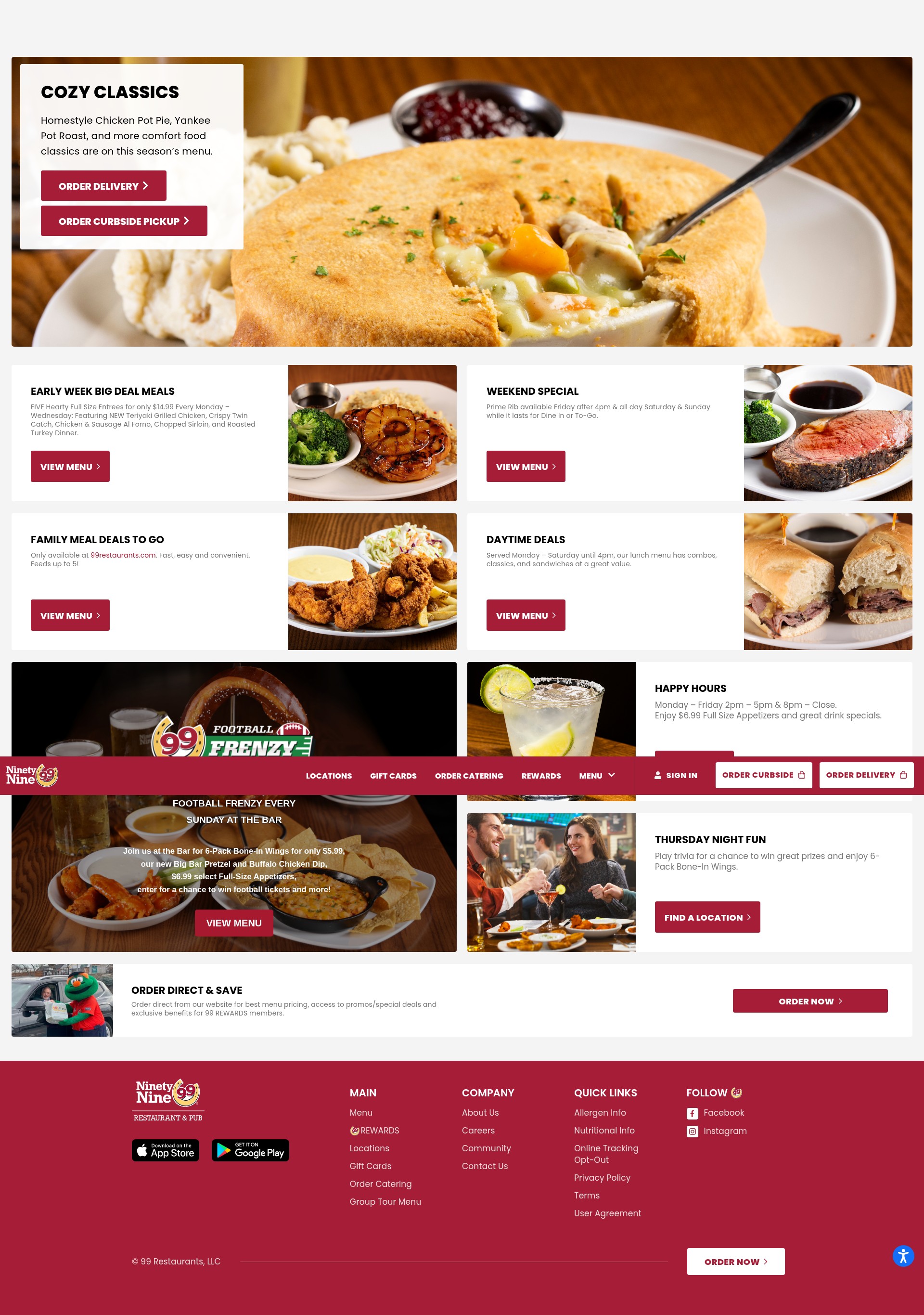 Screenshot of www.99restaurants.com