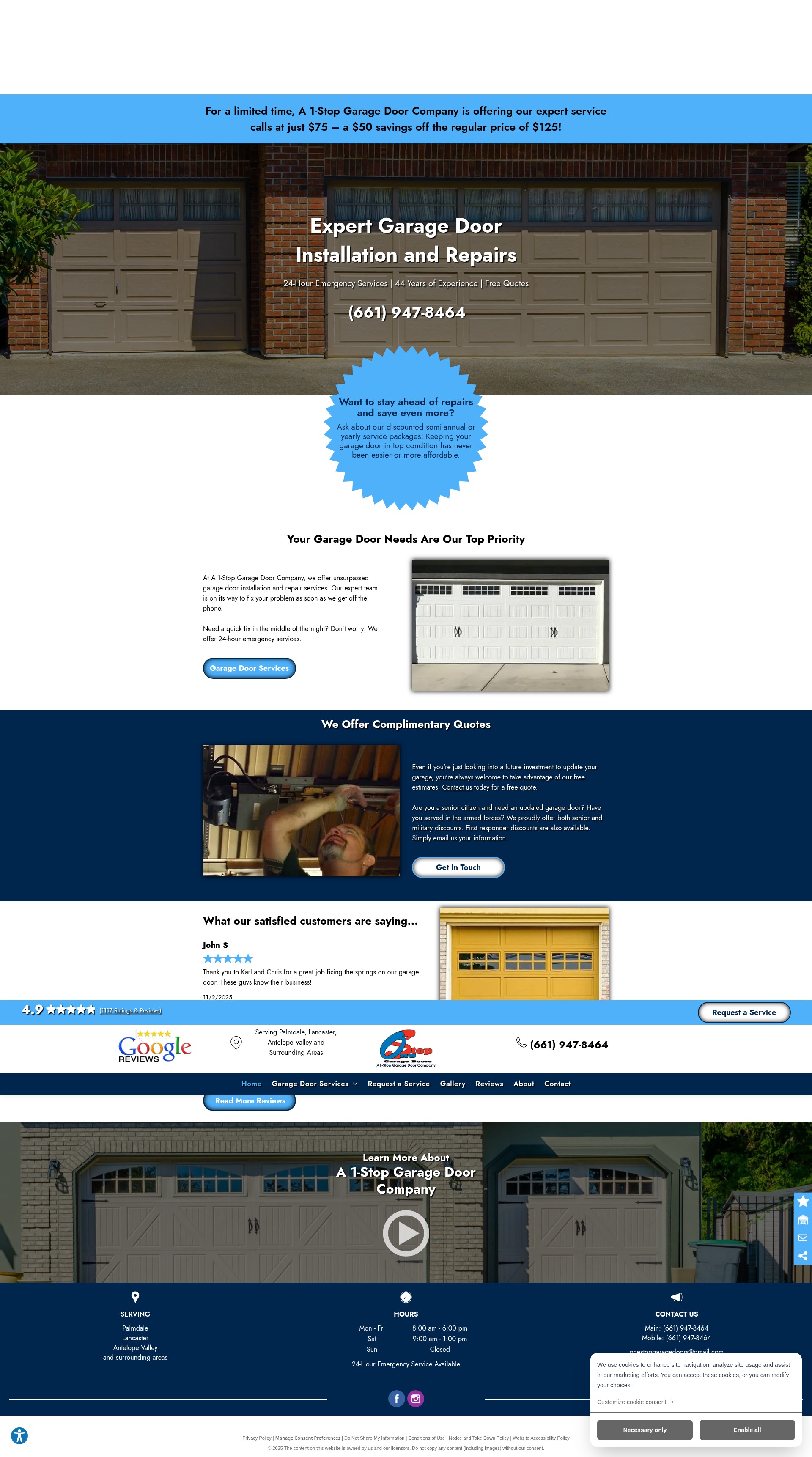 Screenshot of www.a1stopdoors.com