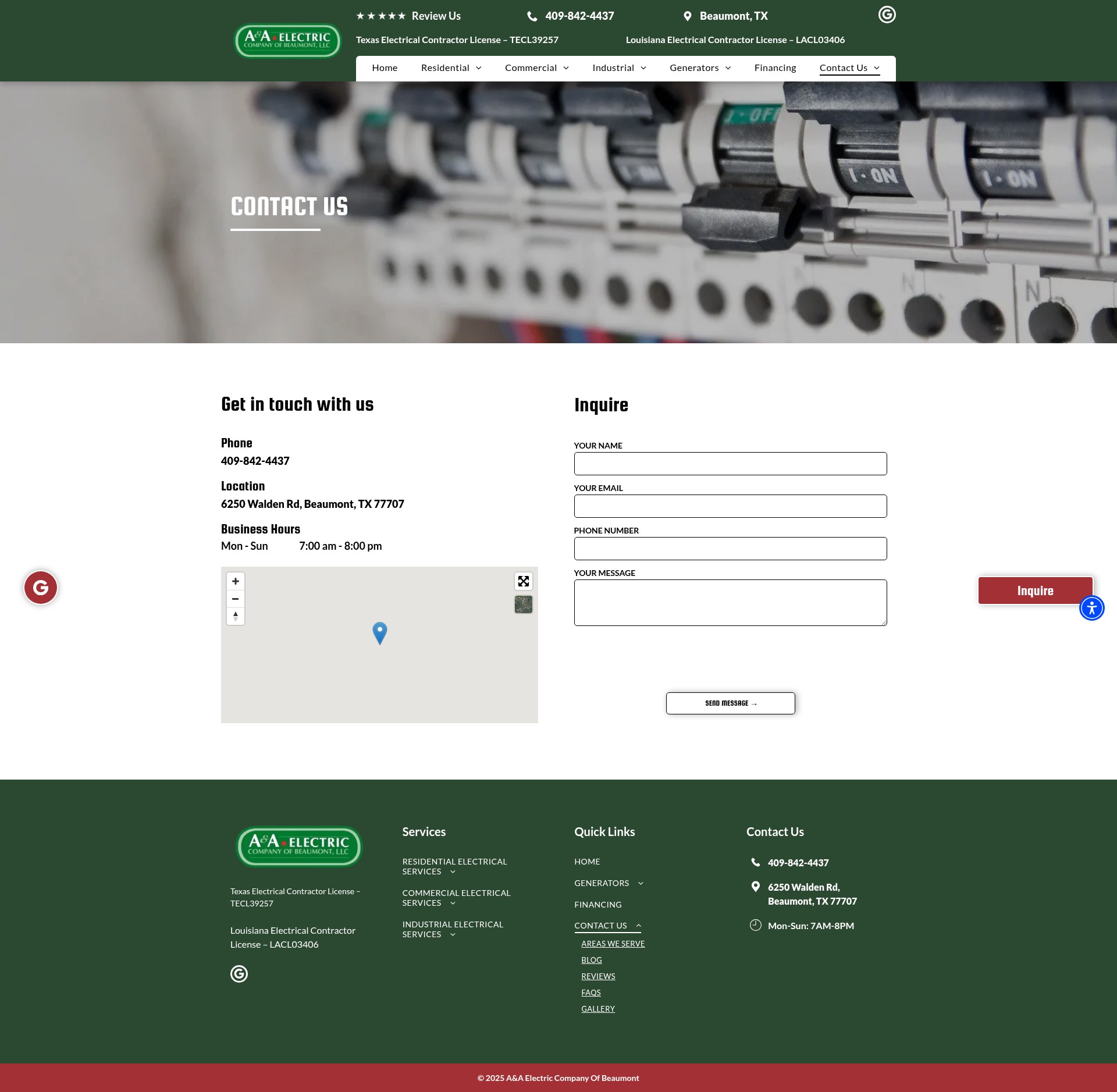 Screenshot of www.aaelectrictx.com