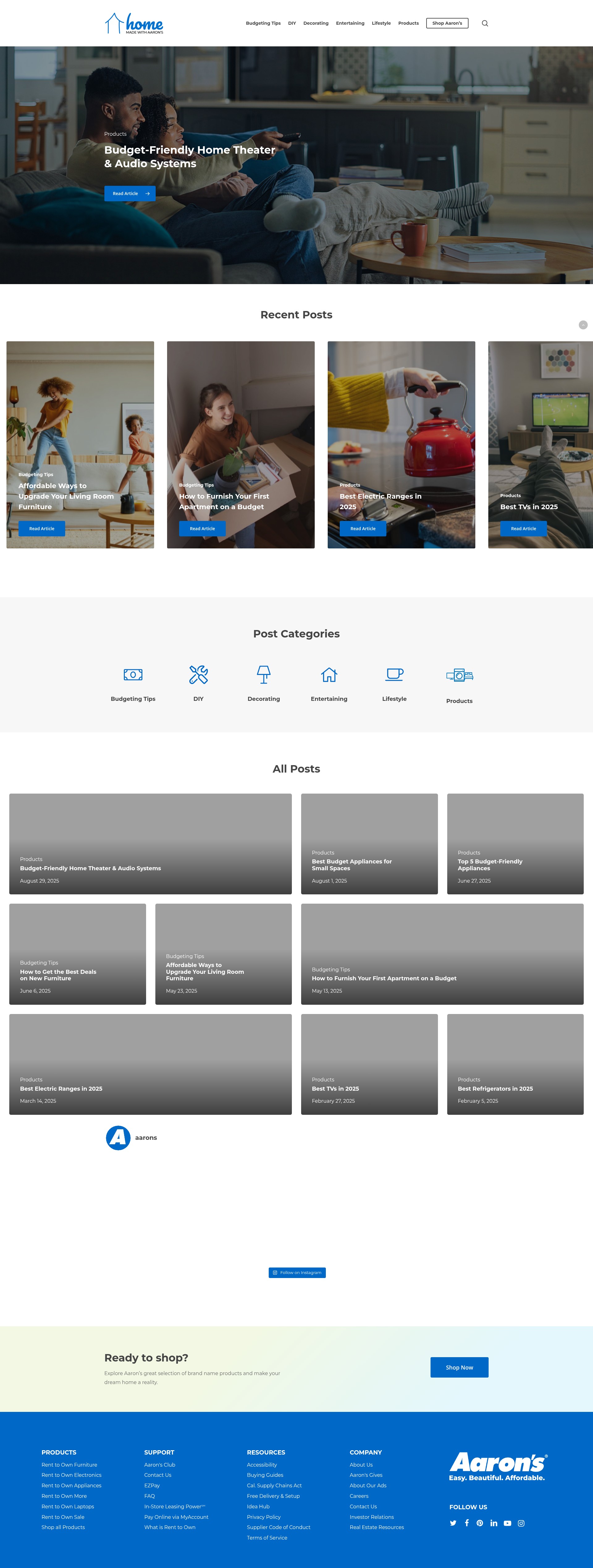 Screenshot of www.aarons.com