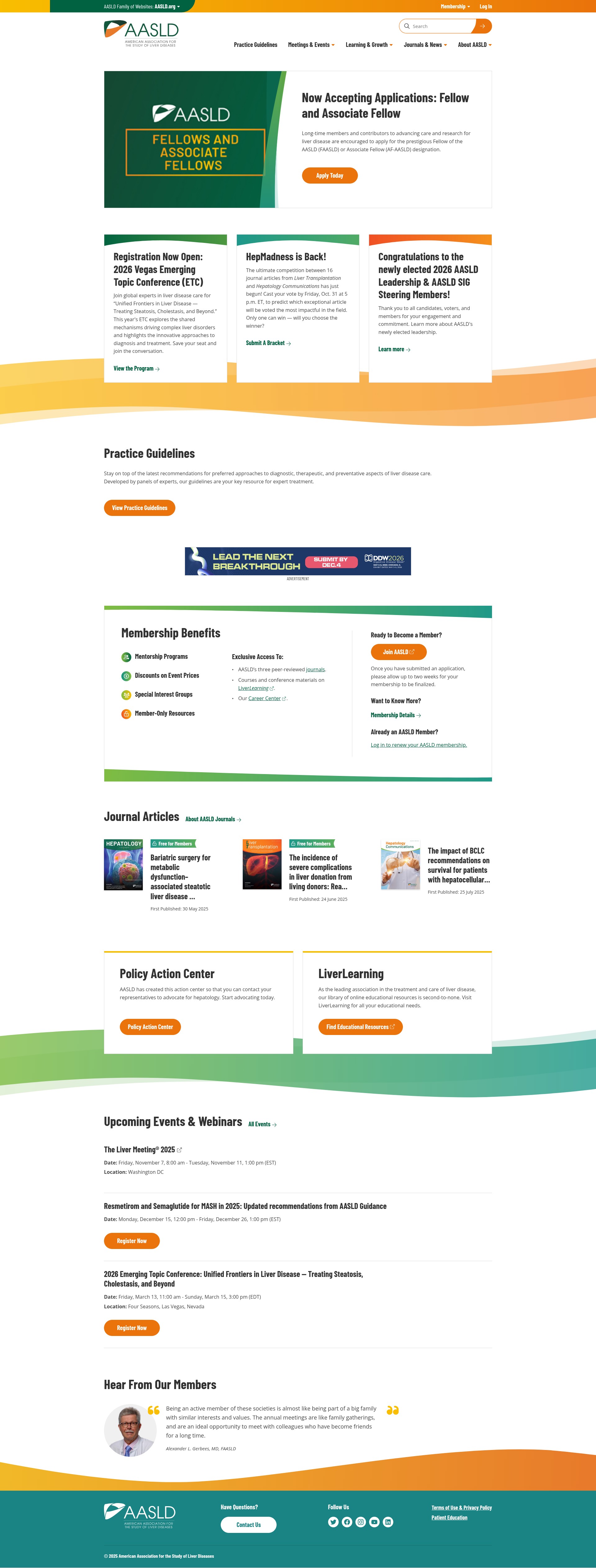 Screenshot of www.aasld.org