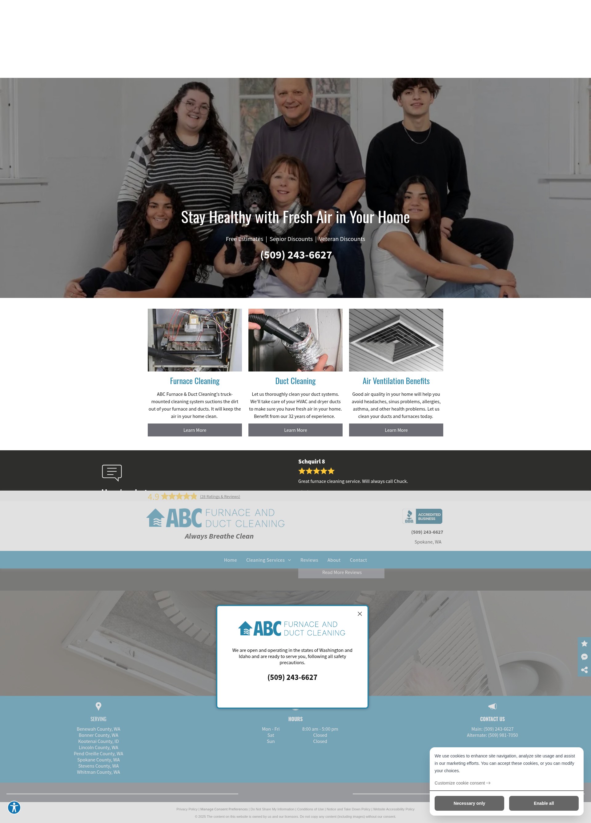 Screenshot of www.abcfurnaceandductcleaning.com