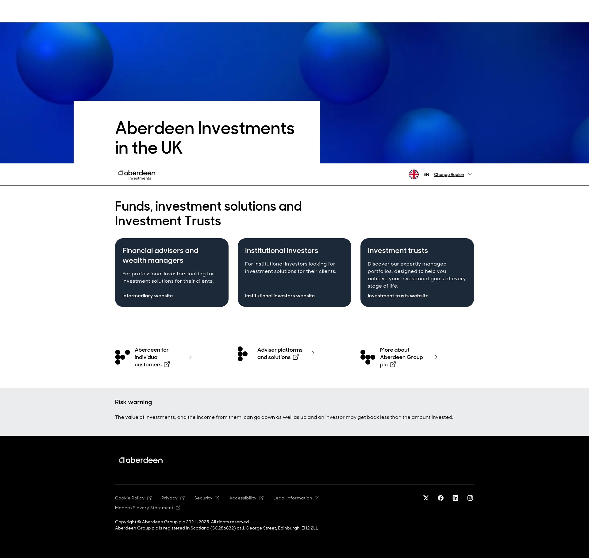 Screenshot of www.aberdeeninvestments.com