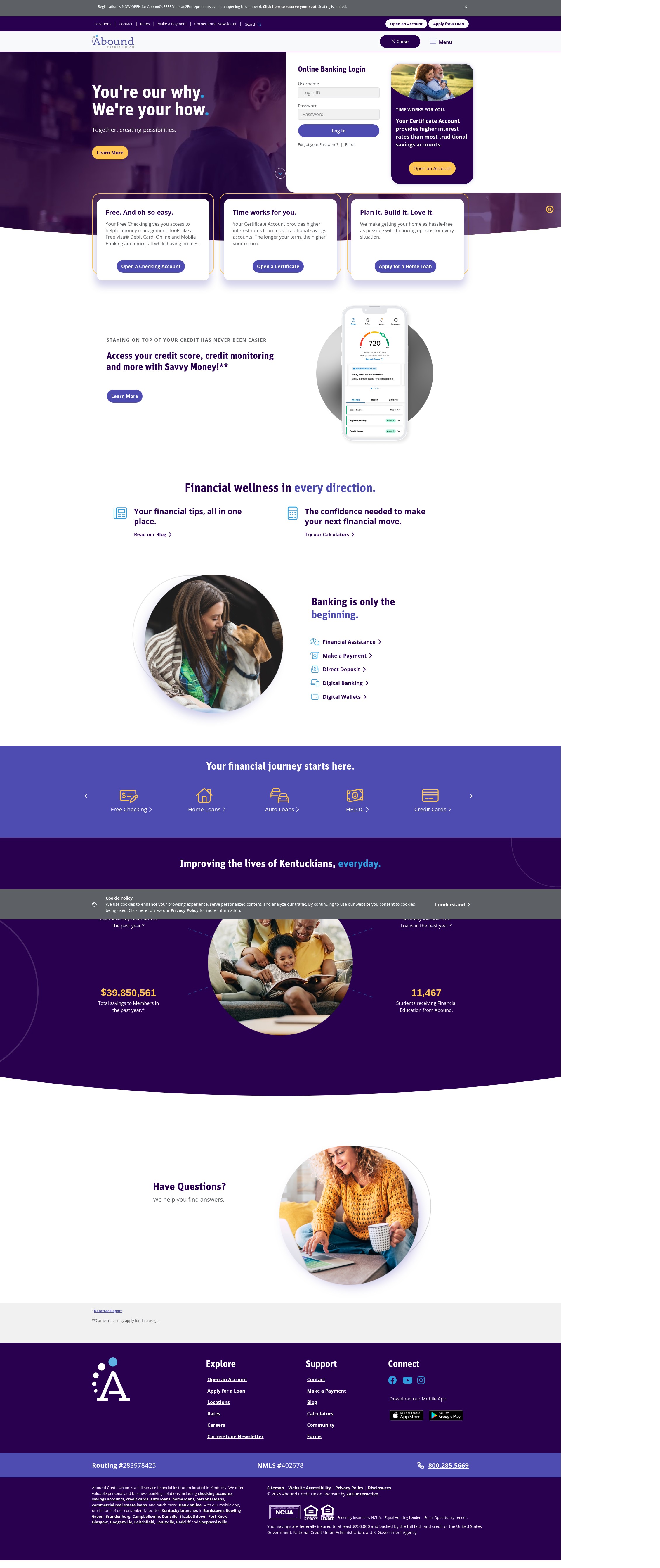 Screenshot of www.aboundcu.com