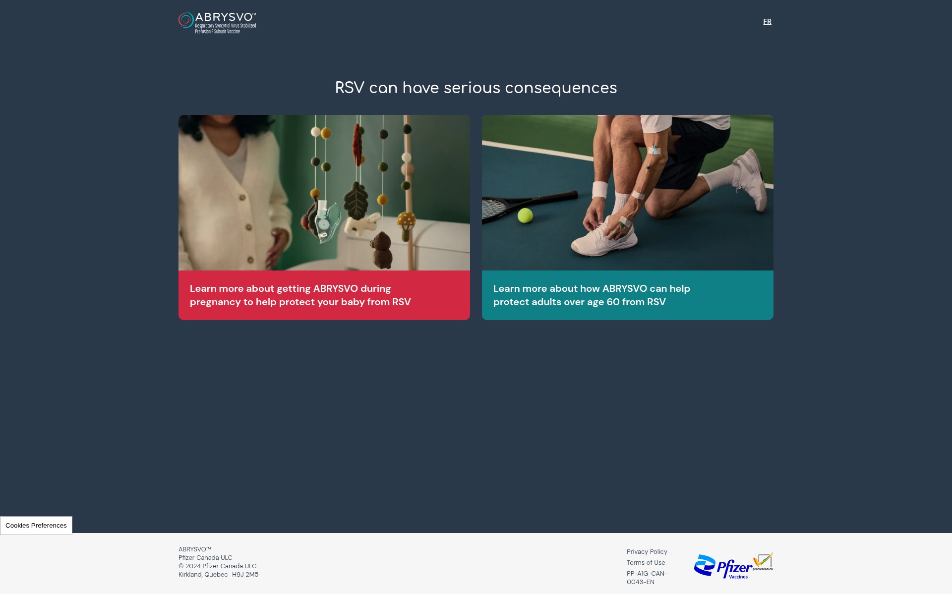 Screenshot of www.abrysvo.ca