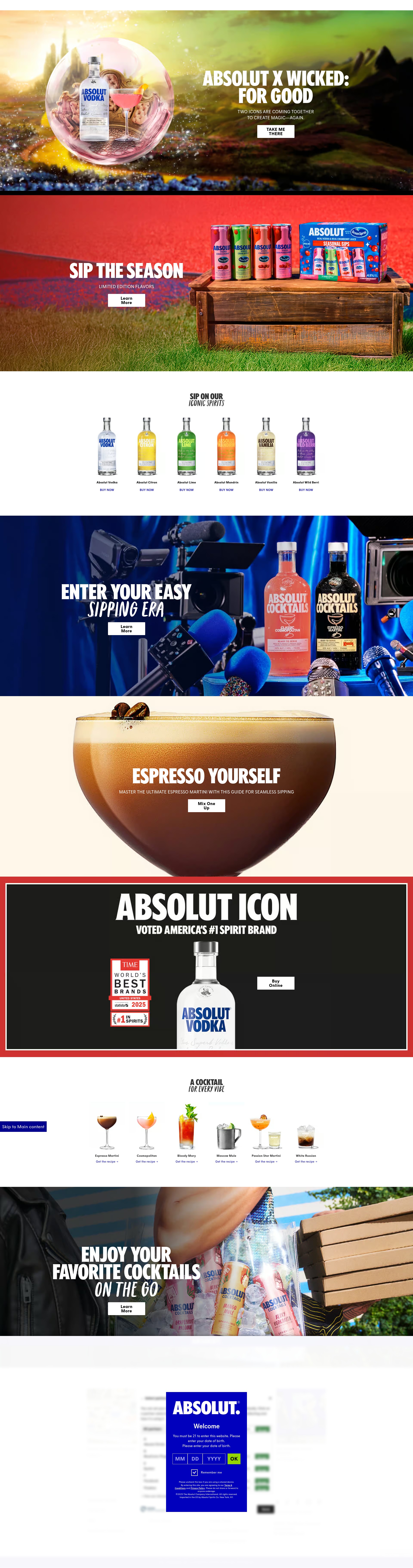 Screenshot of www.absolut.com