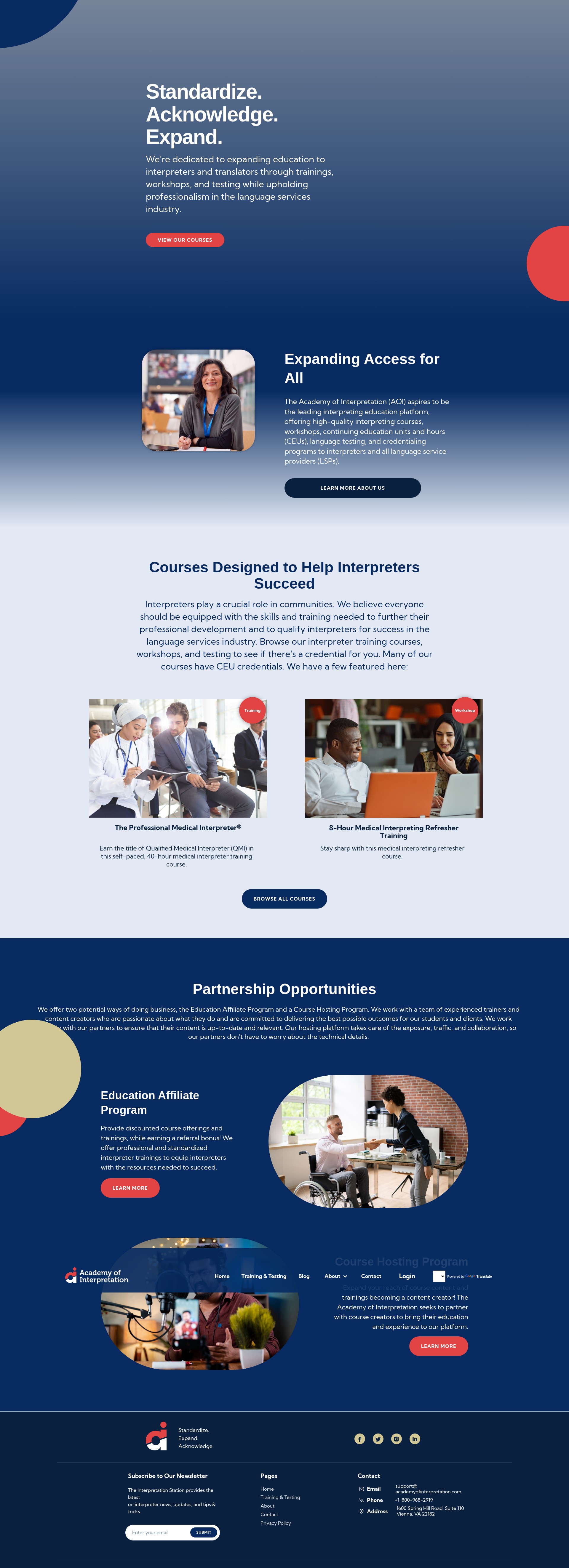 Screenshot of www.academyofinterpretation.com