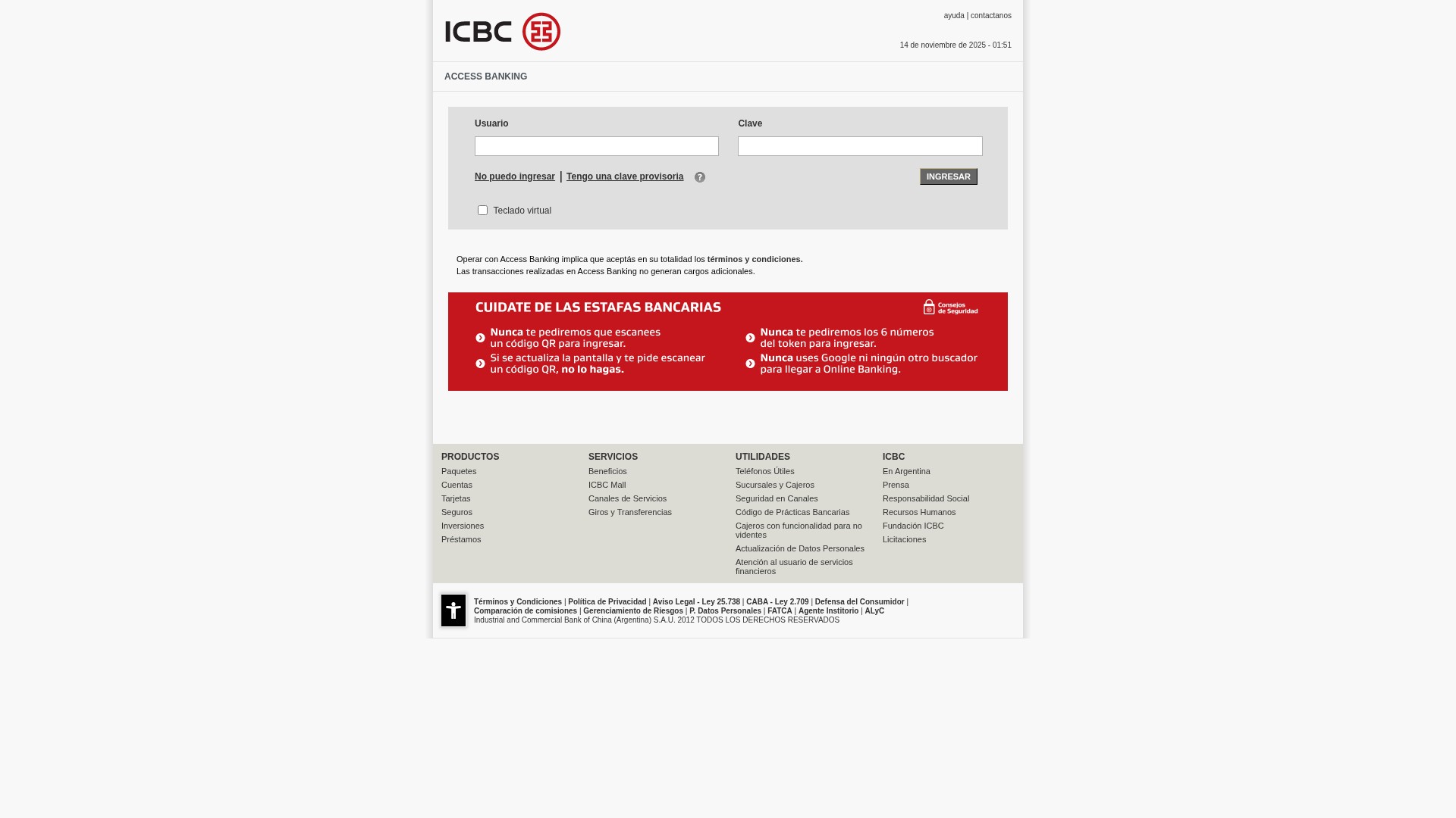 Screenshot of www.accessbanking.com.ar