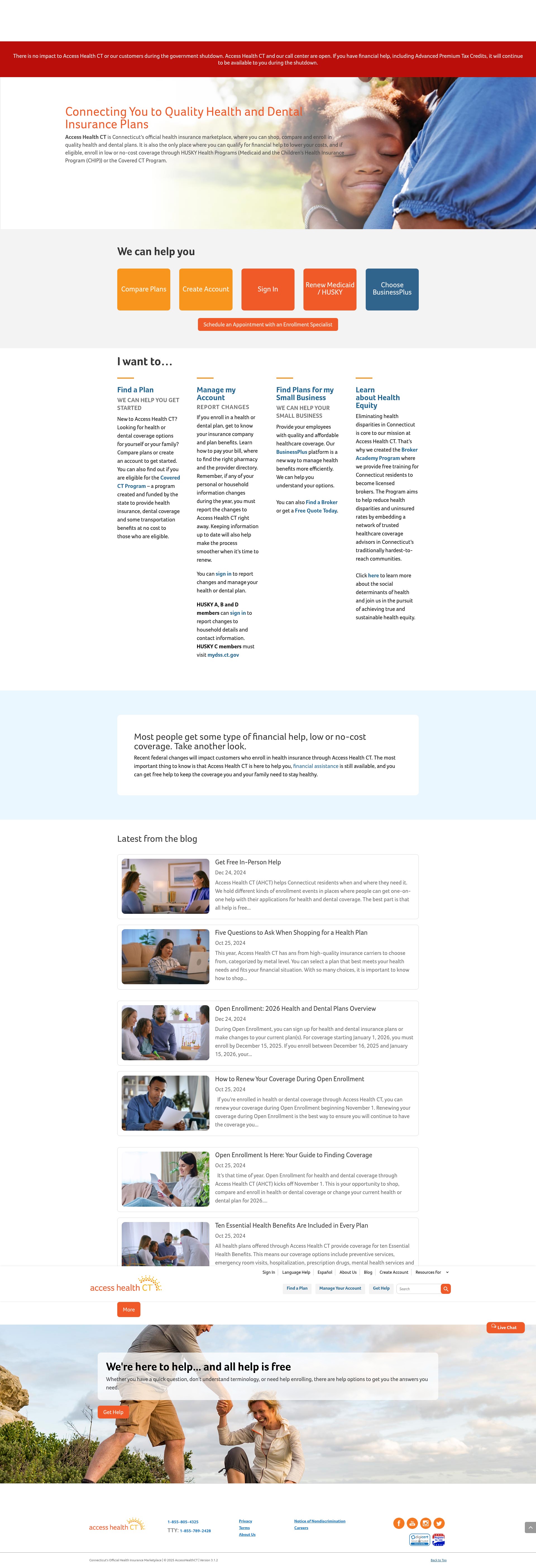 Screenshot of www.accesshealthct.com