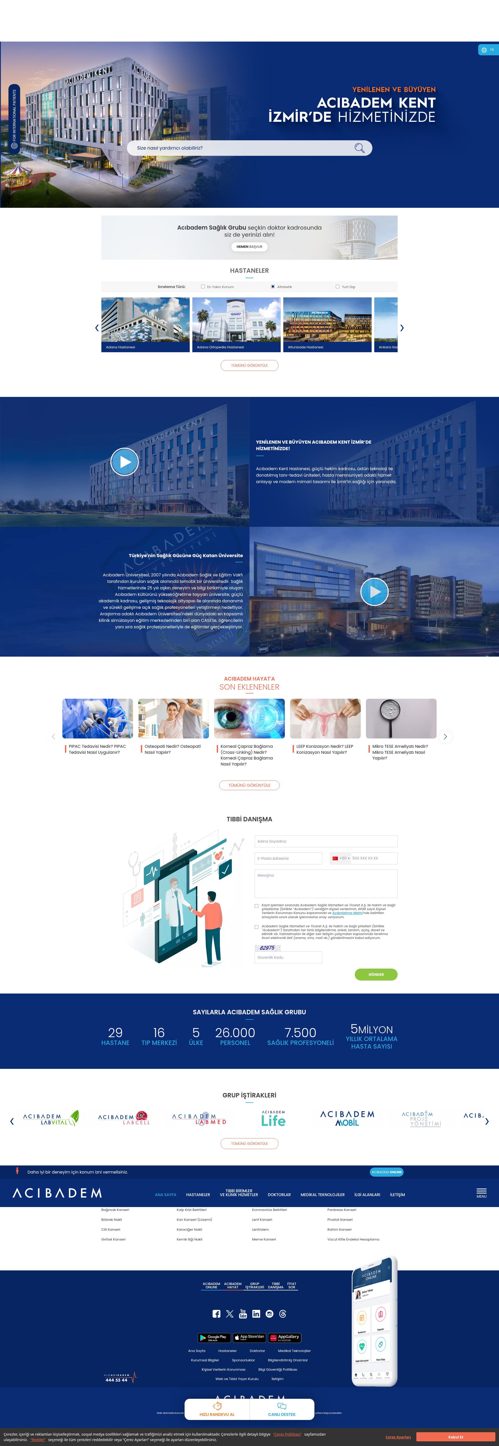 Screenshot of www.acibadem.com.tr
