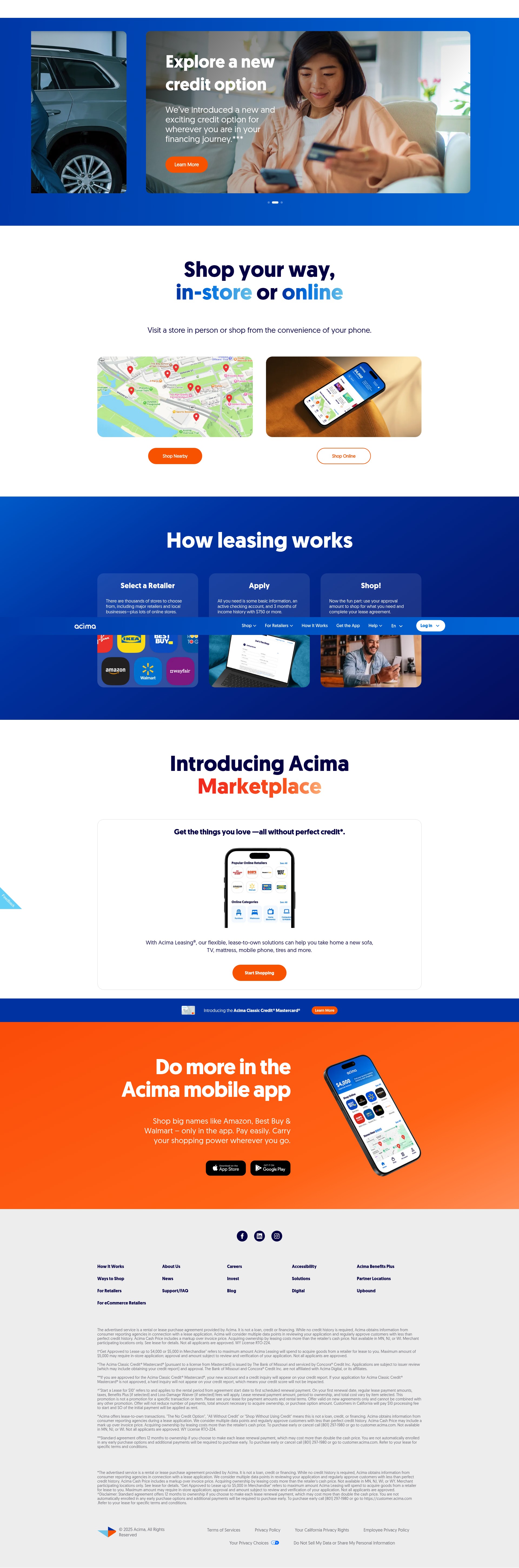 Screenshot of www.acima.com