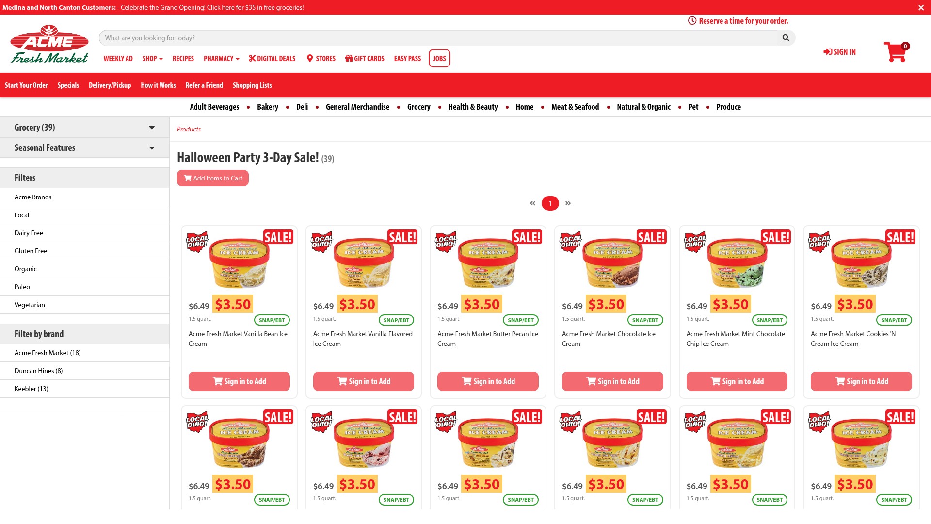Screenshot of www.acmestores.com