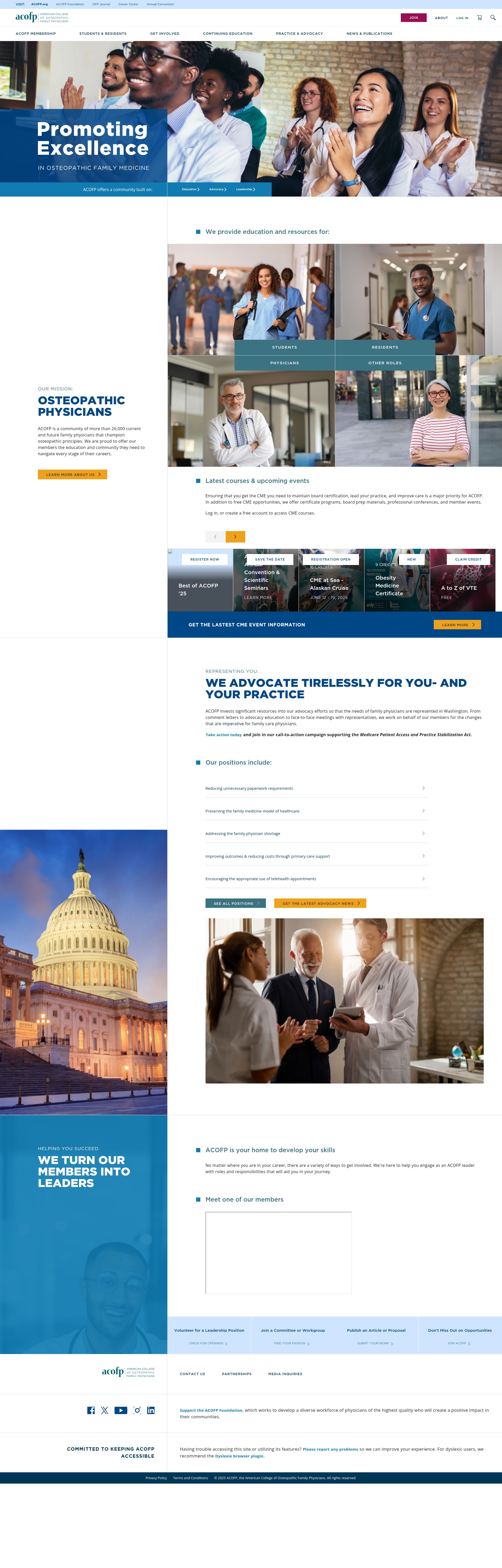 Screenshot of www.acofp.org