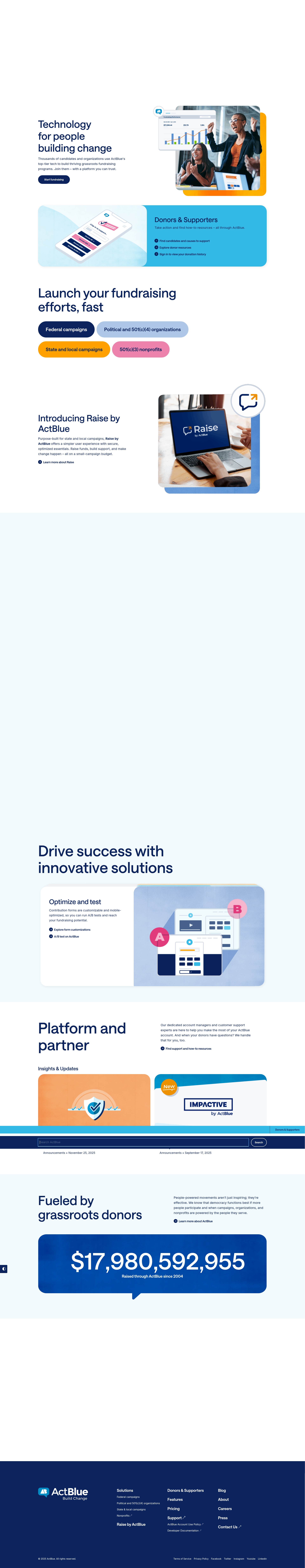 Screenshot of www.actblue.com