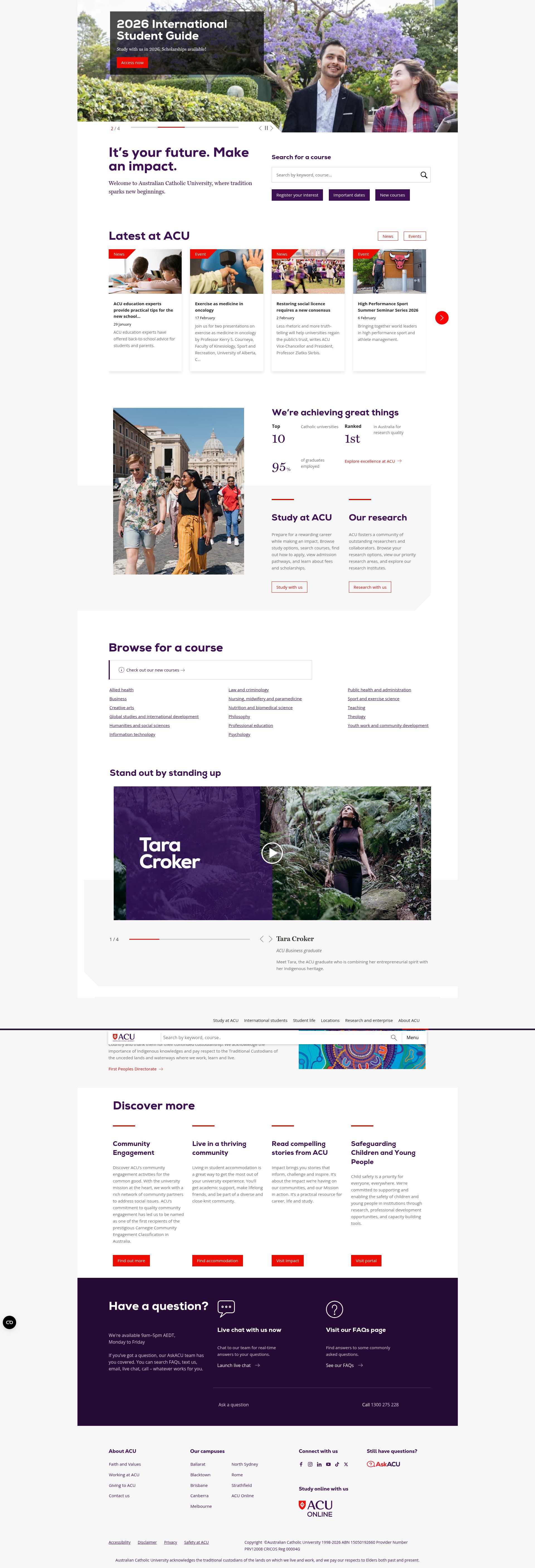 Screenshot of www.acu.edu.au