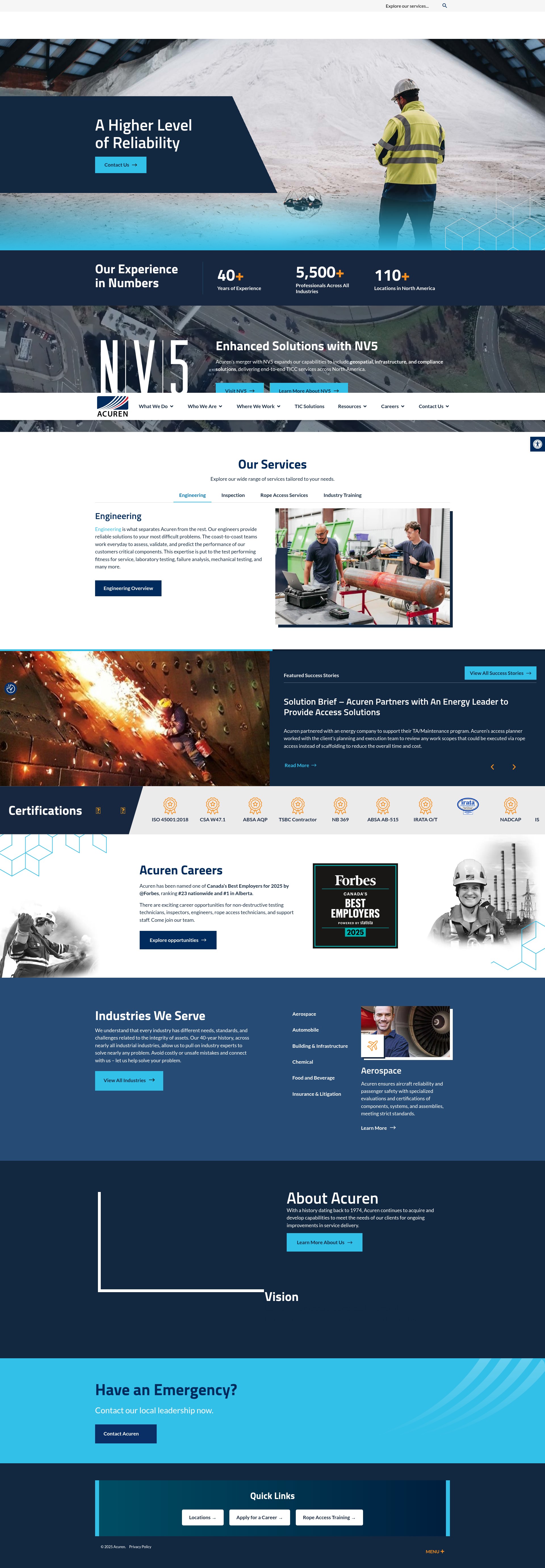 Screenshot of www.acuren.com