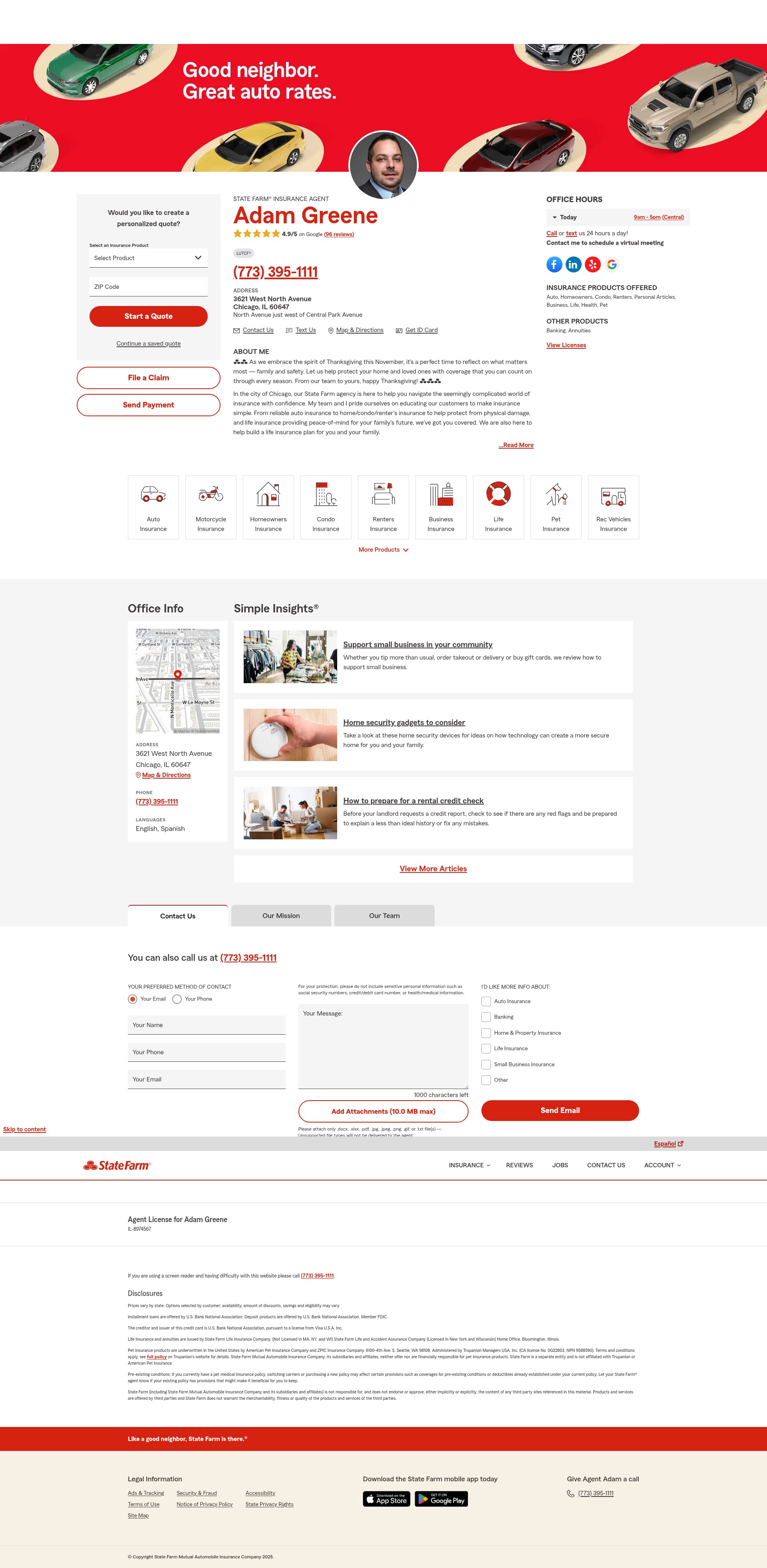 Screenshot of www.adamgreeneagency.com