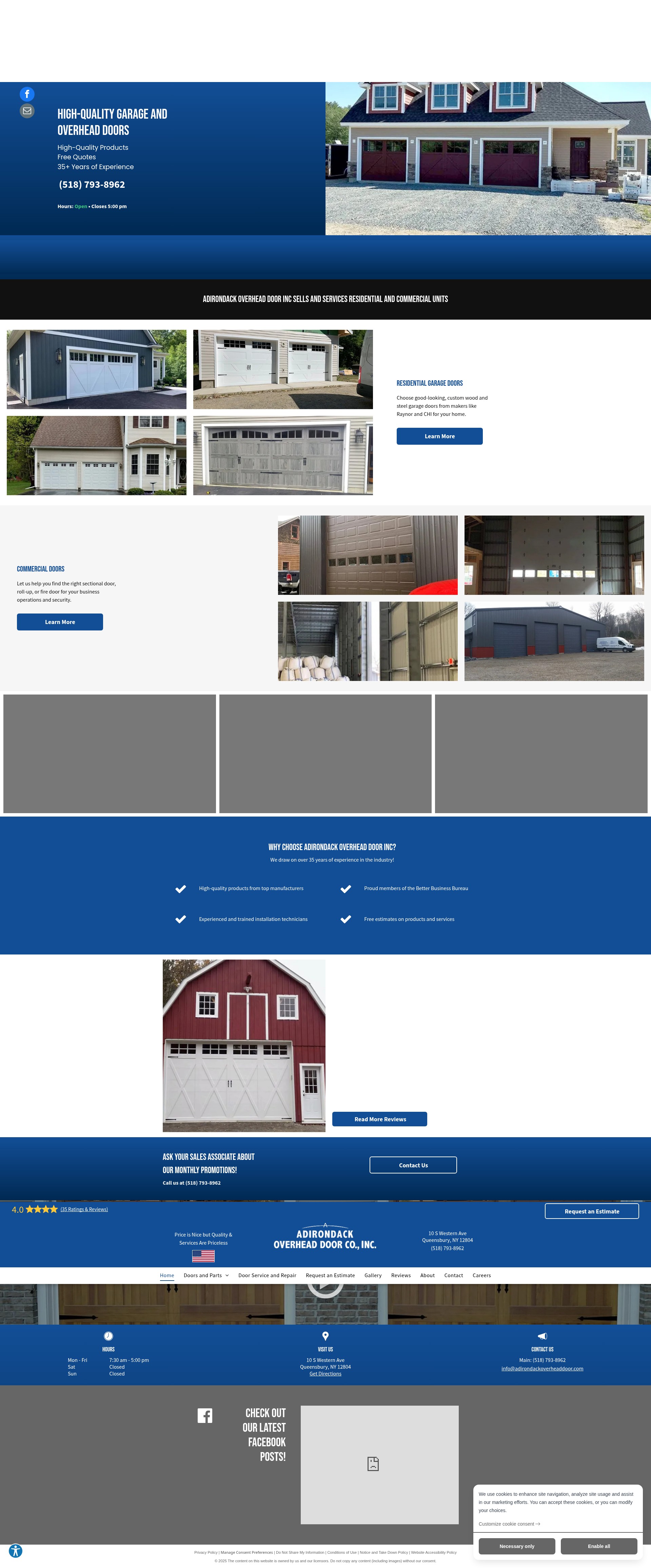 Screenshot of www.adirondackoverheaddoor.com