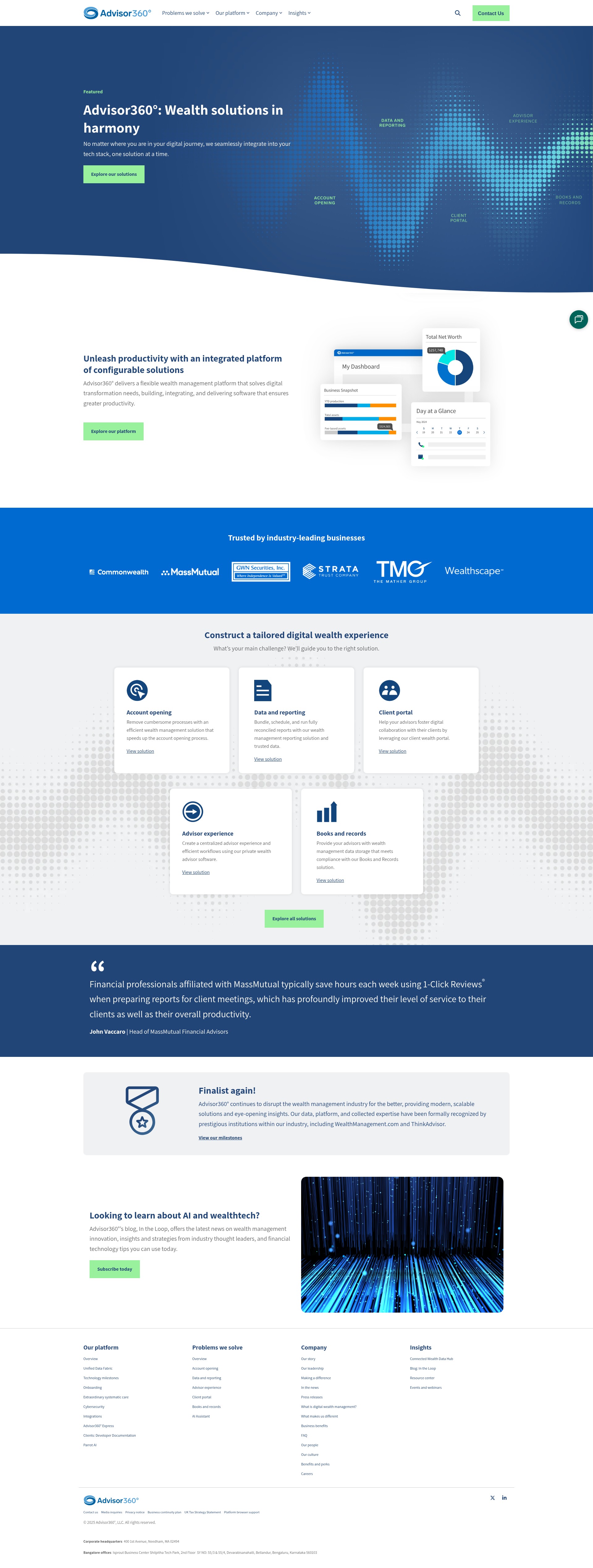 Screenshot of www.advisor360.com