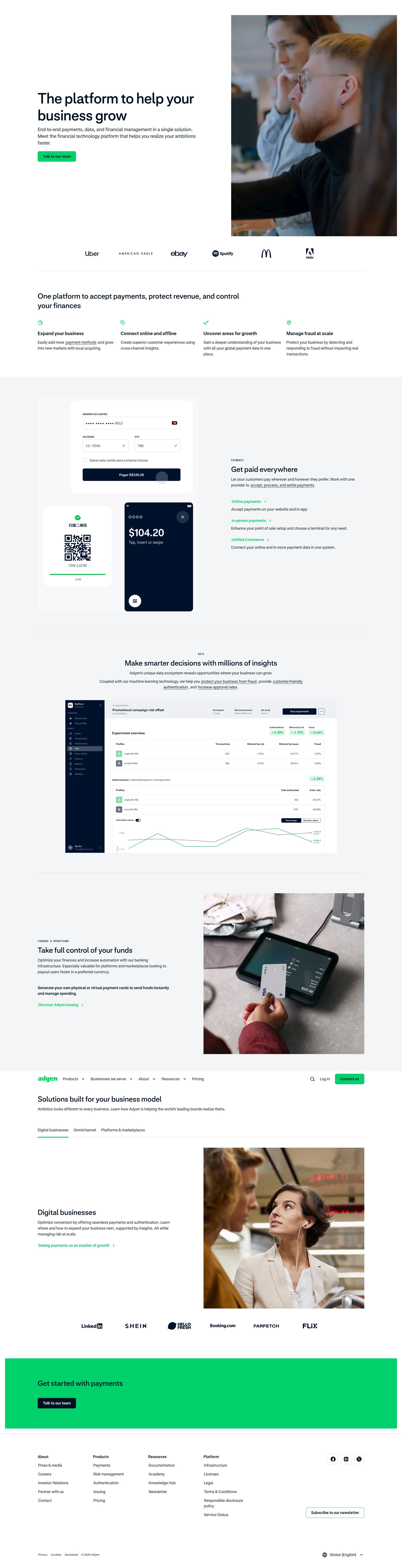 Screenshot of www.adyen.com