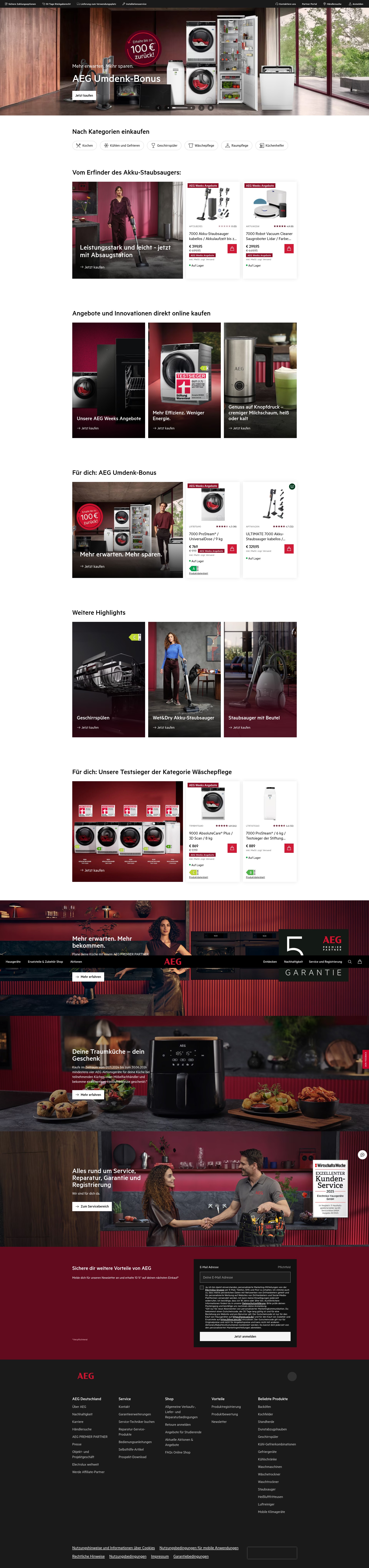 Screenshot of www.aeg.de