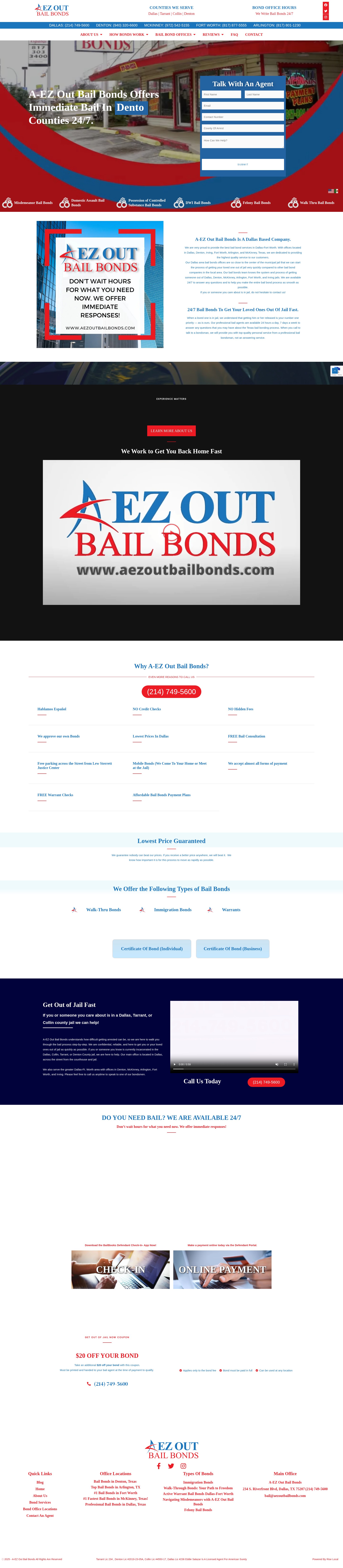 Screenshot of www.aezoutbailbonds.com