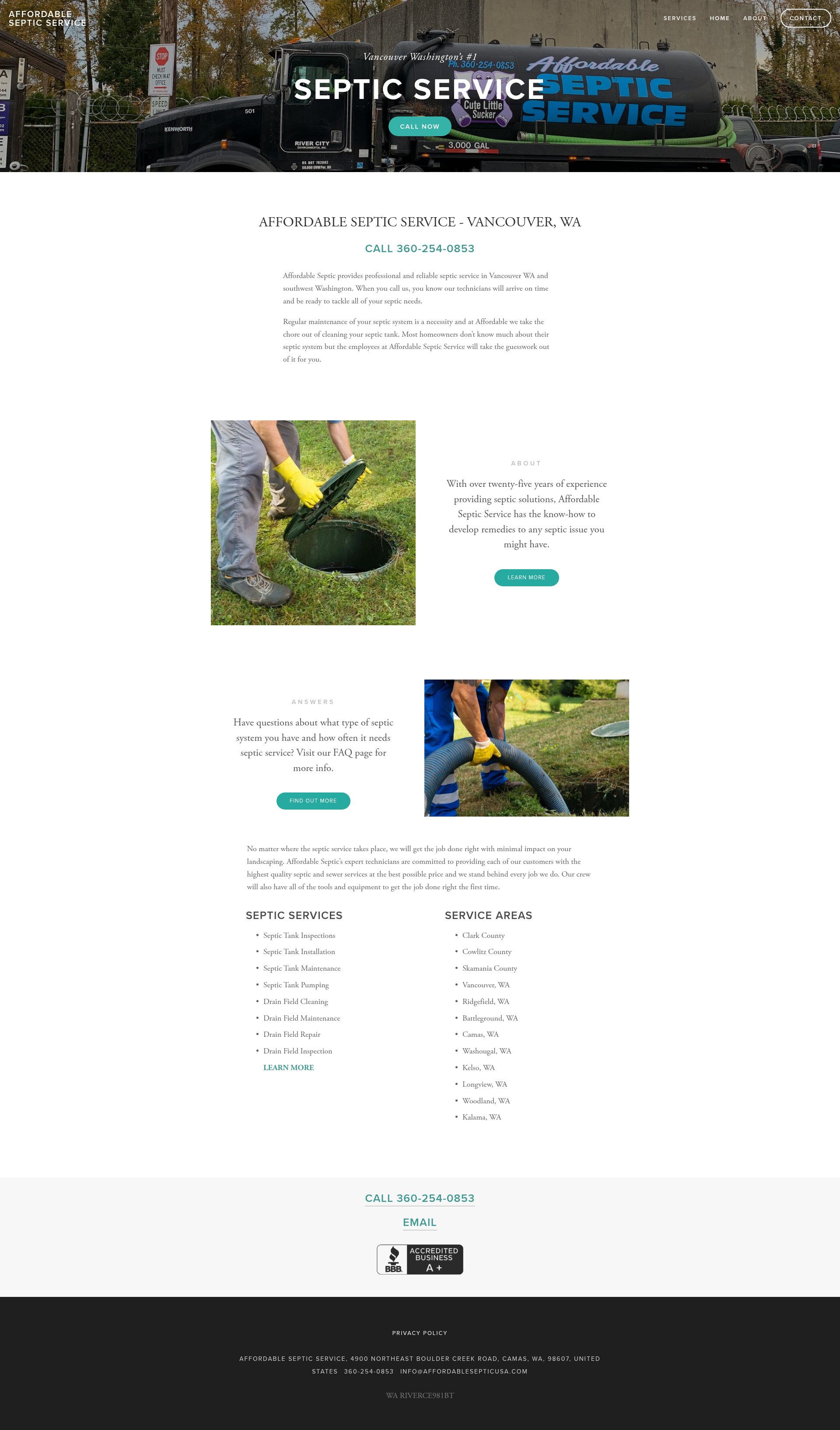 Screenshot of www.affordablesepticusa.com