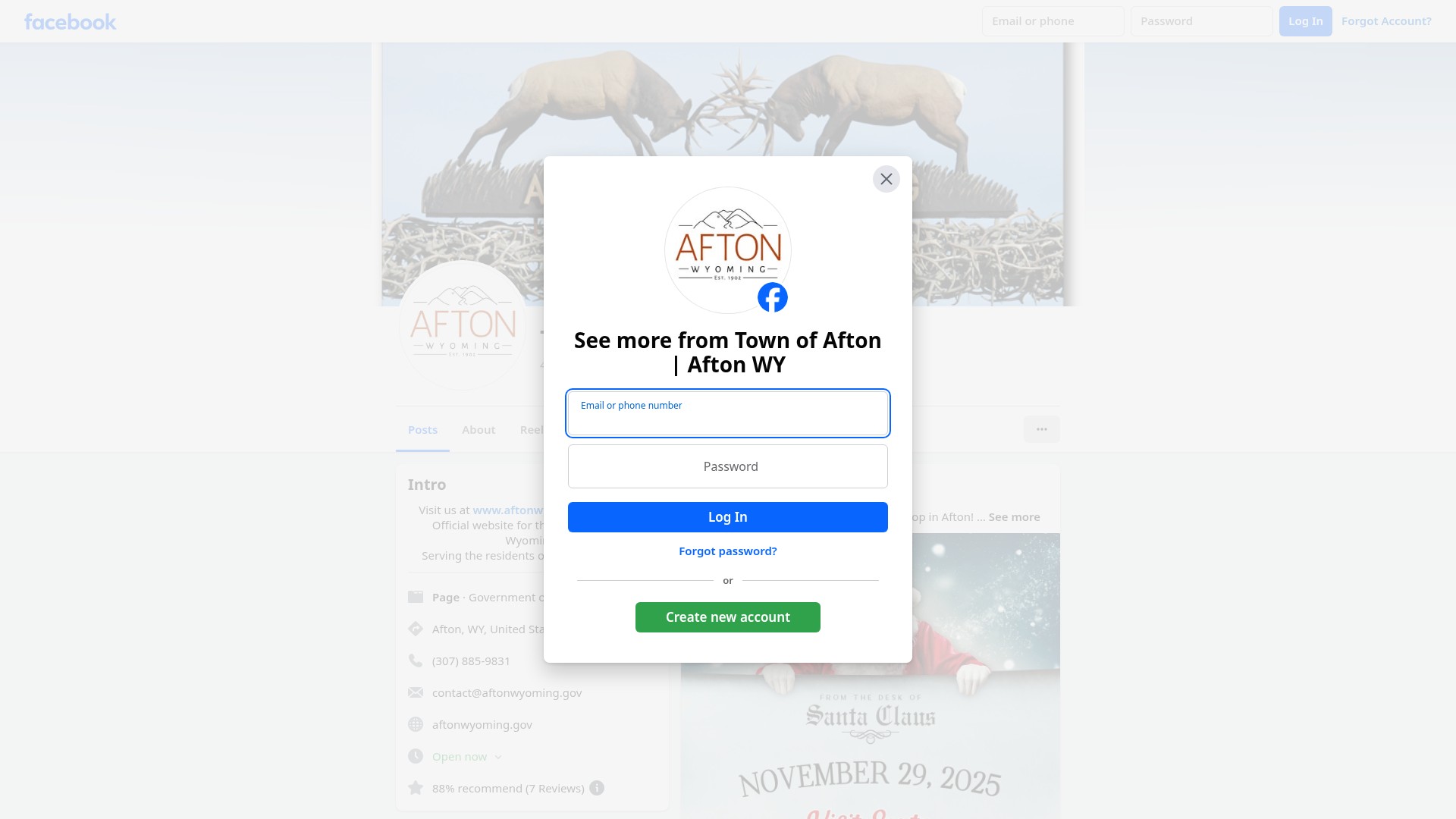 Screenshot of www.aftonwyoming.gov