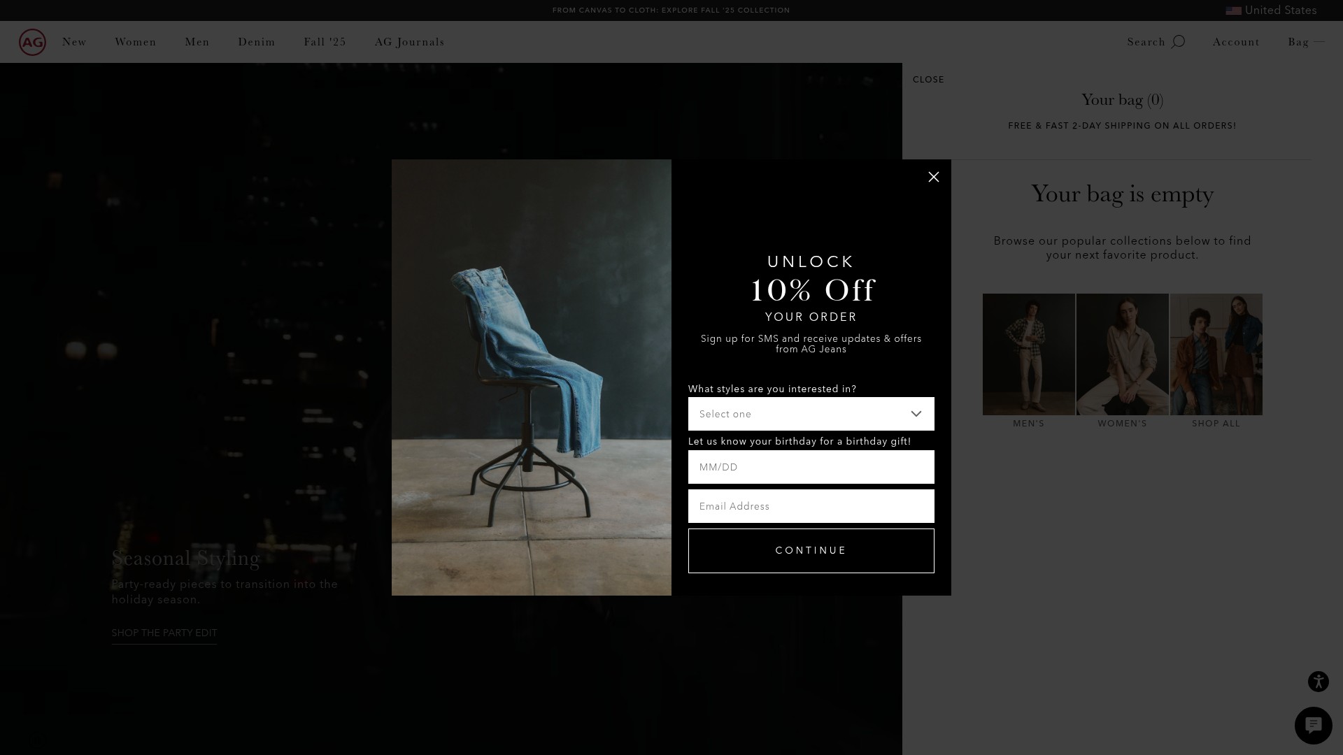 Screenshot of www.agjeans.com