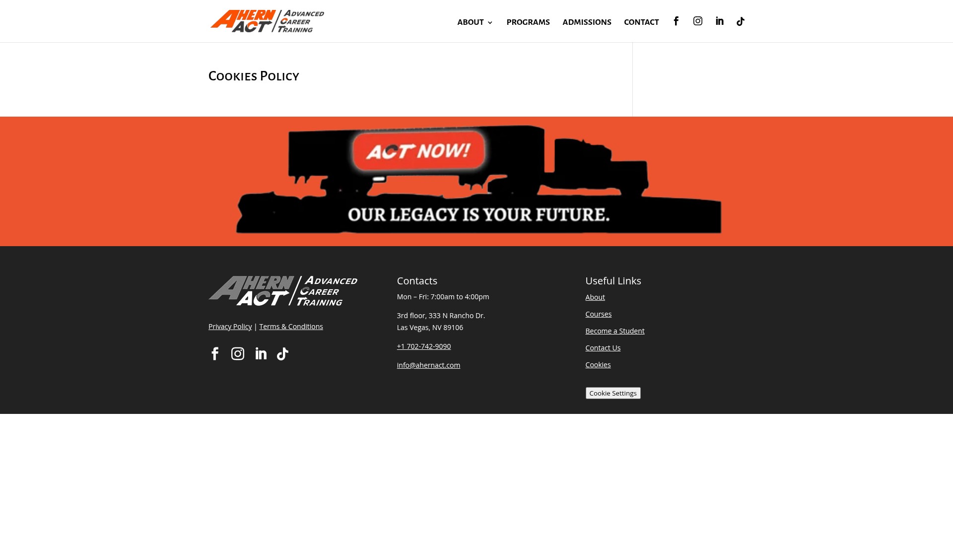 Screenshot of www.ahernact.com