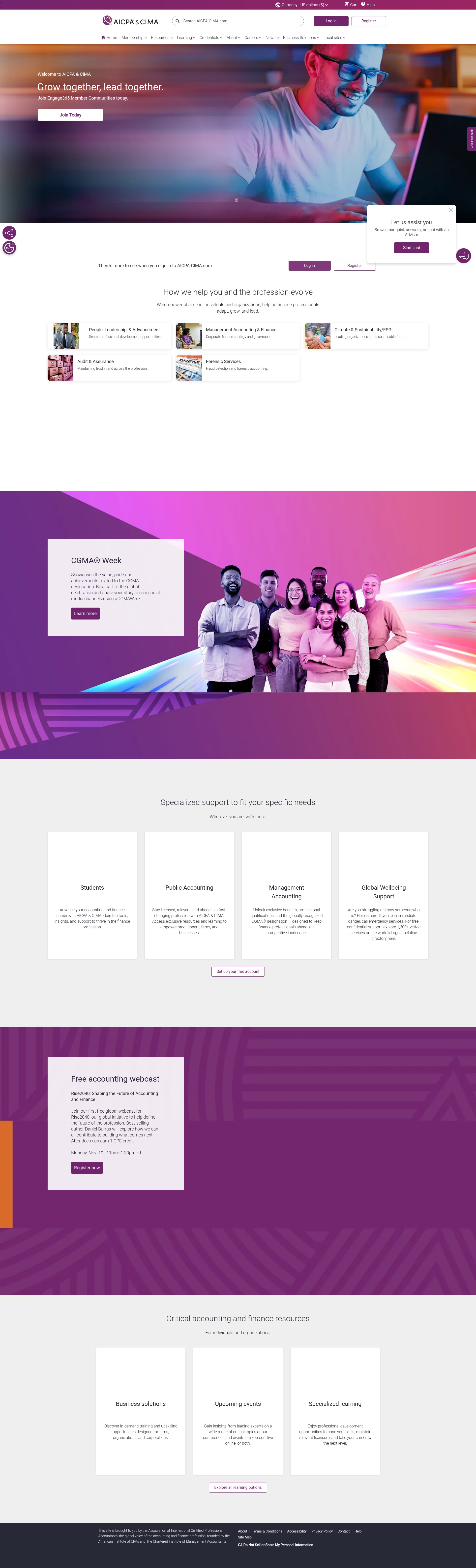 Screenshot of www.aicpa-cima.com