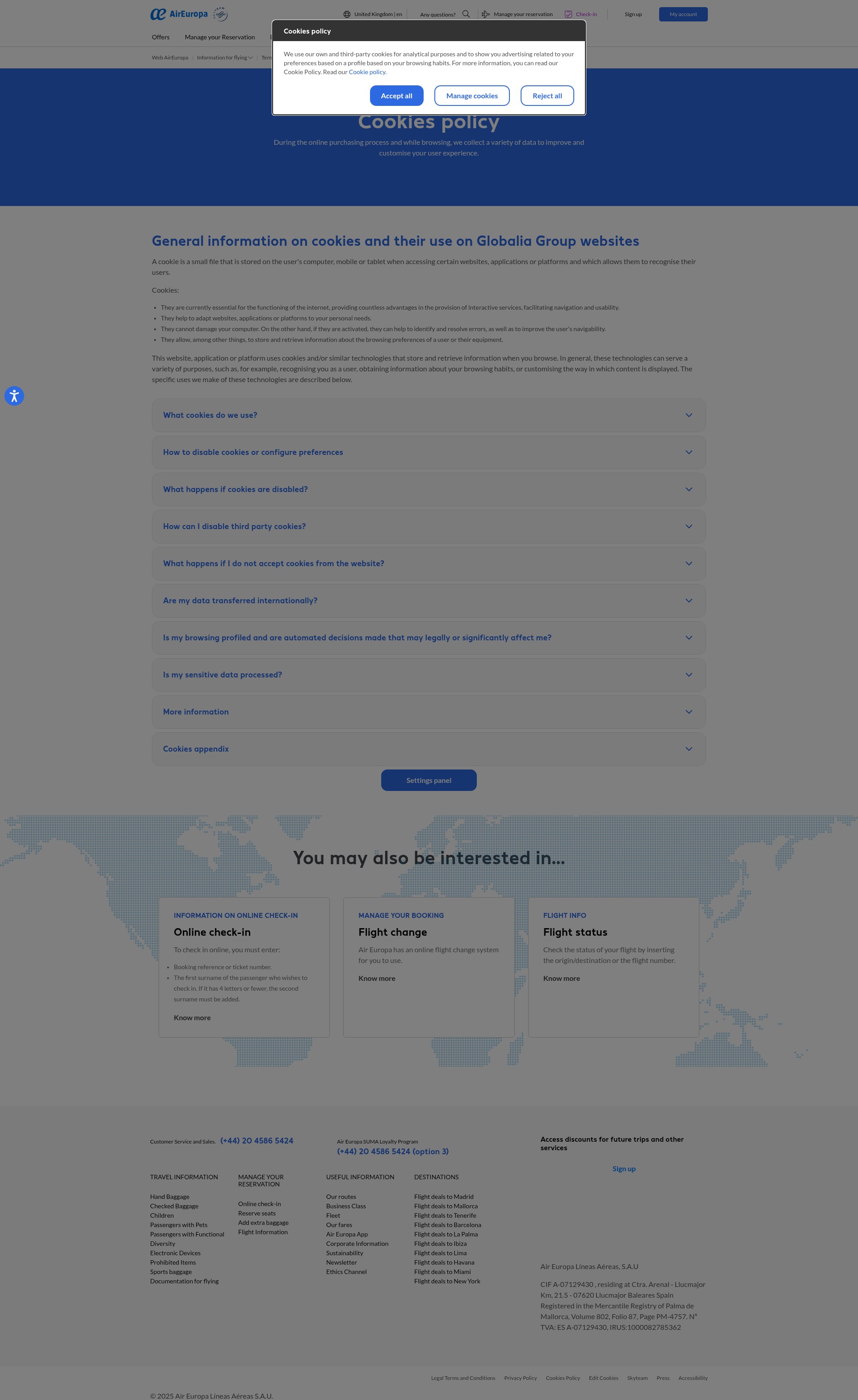 Screenshot of www.aireuropa.com