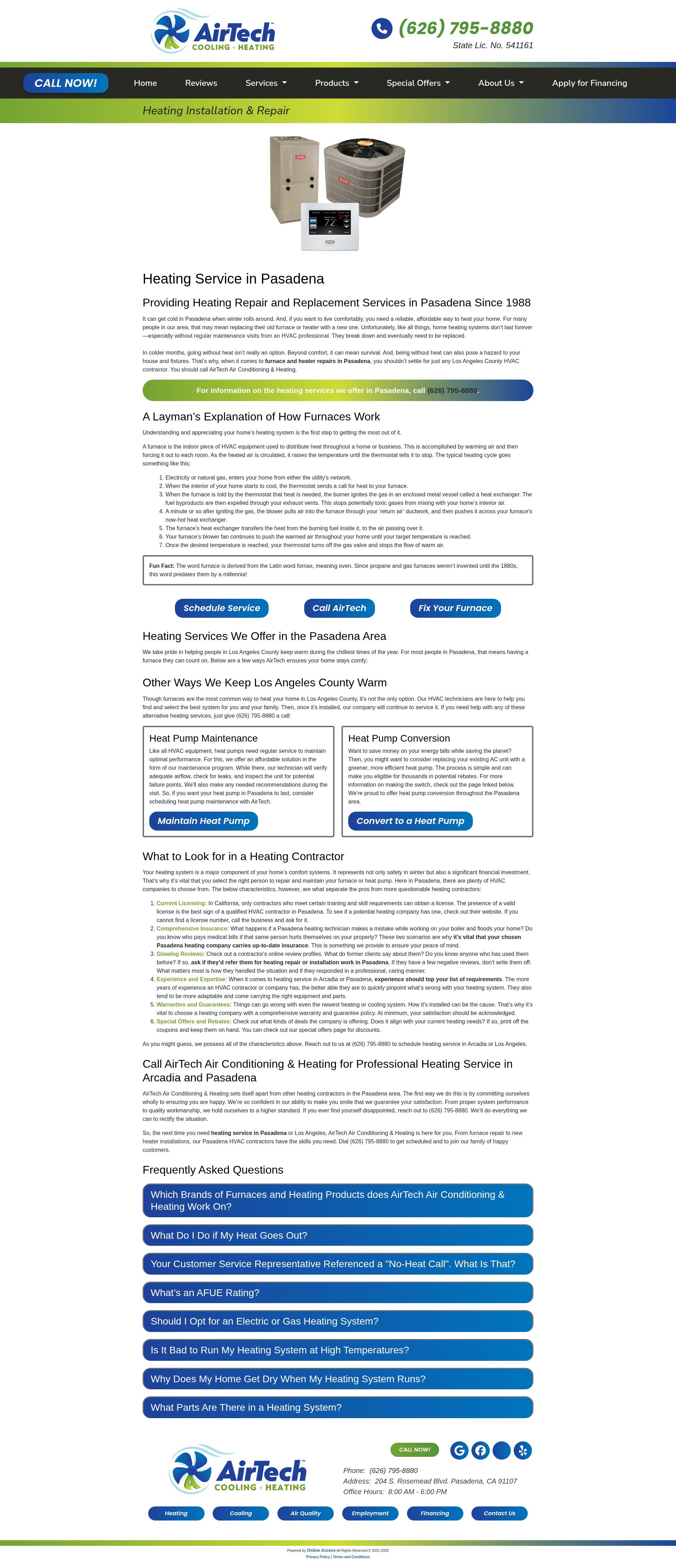 Screenshot of www.airtechac.com