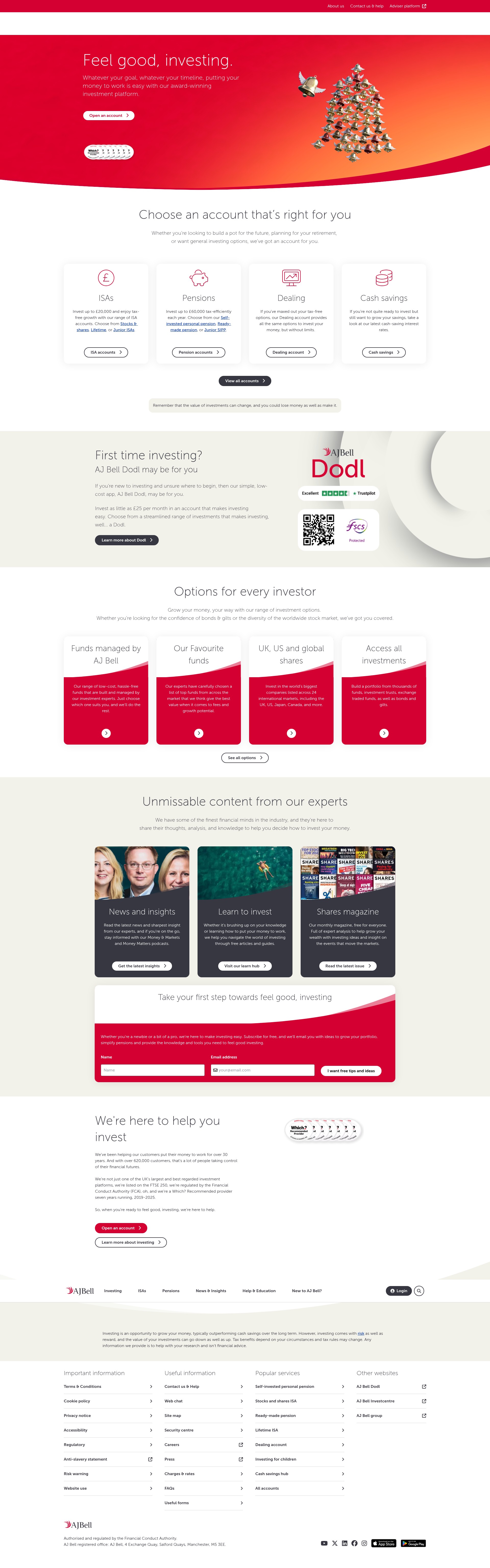 Screenshot of www.ajbell.co.uk