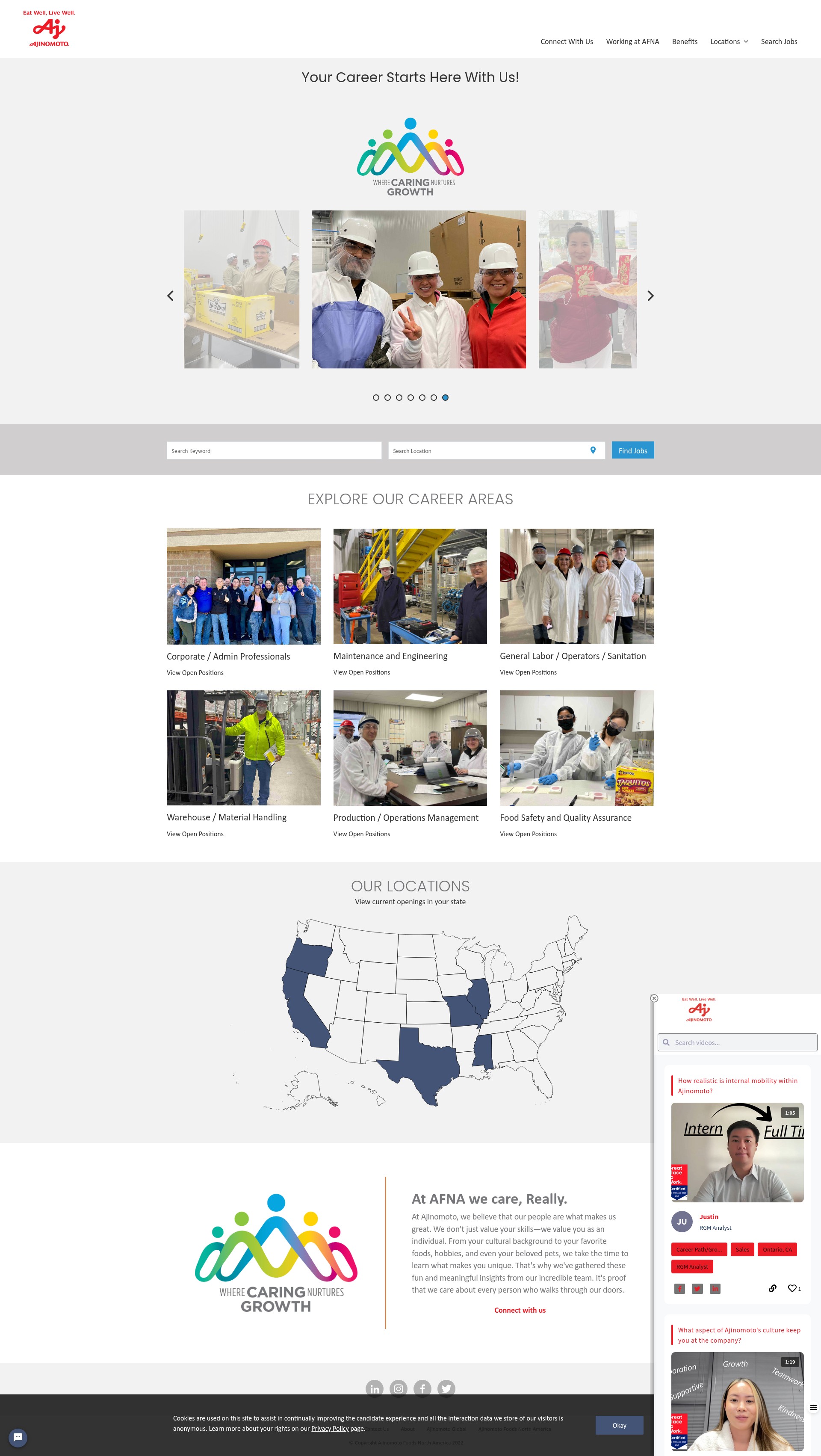 Screenshot of www.ajinomotocareers.com