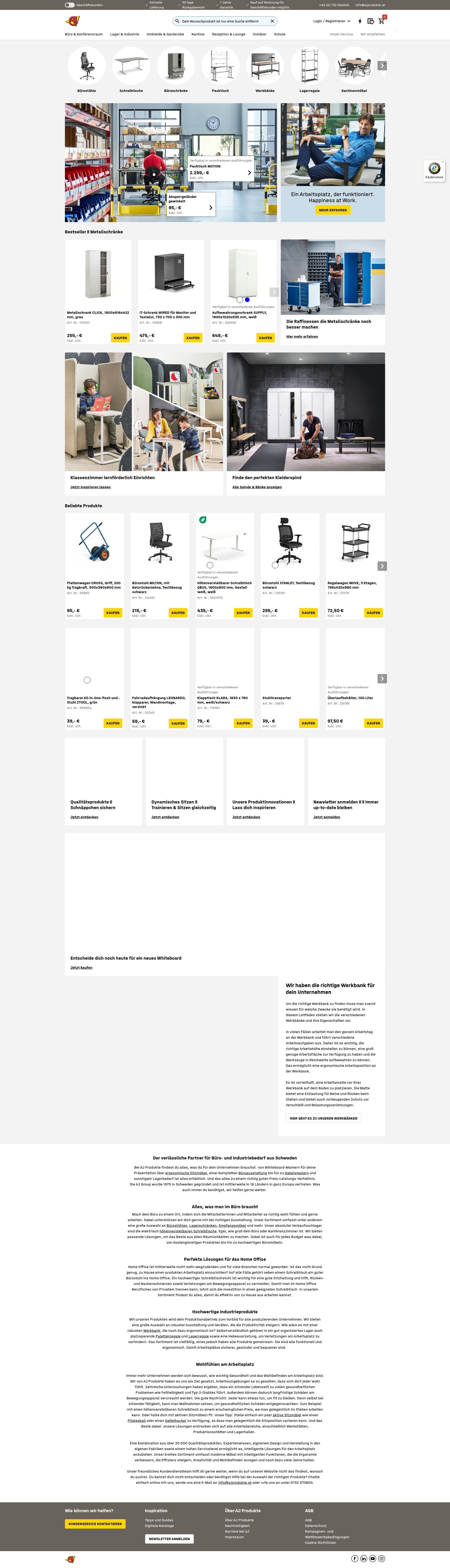 Screenshot of www.ajprodukte.at