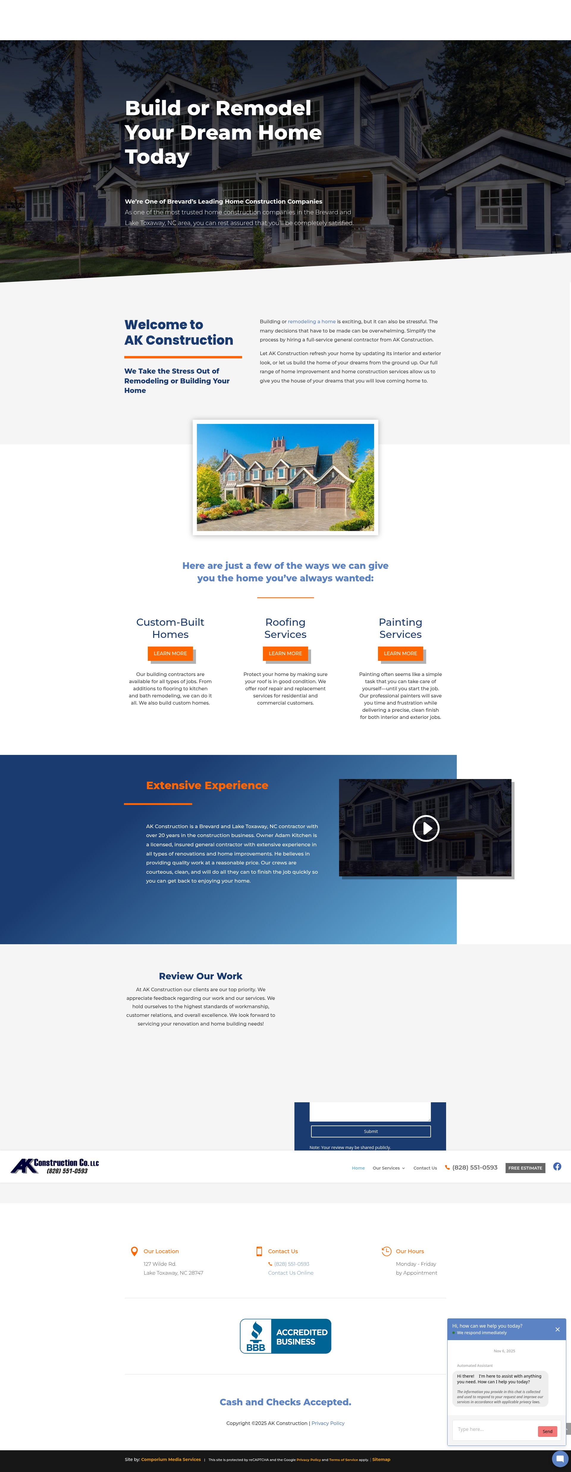 Screenshot of www.akconstructionnc.com
