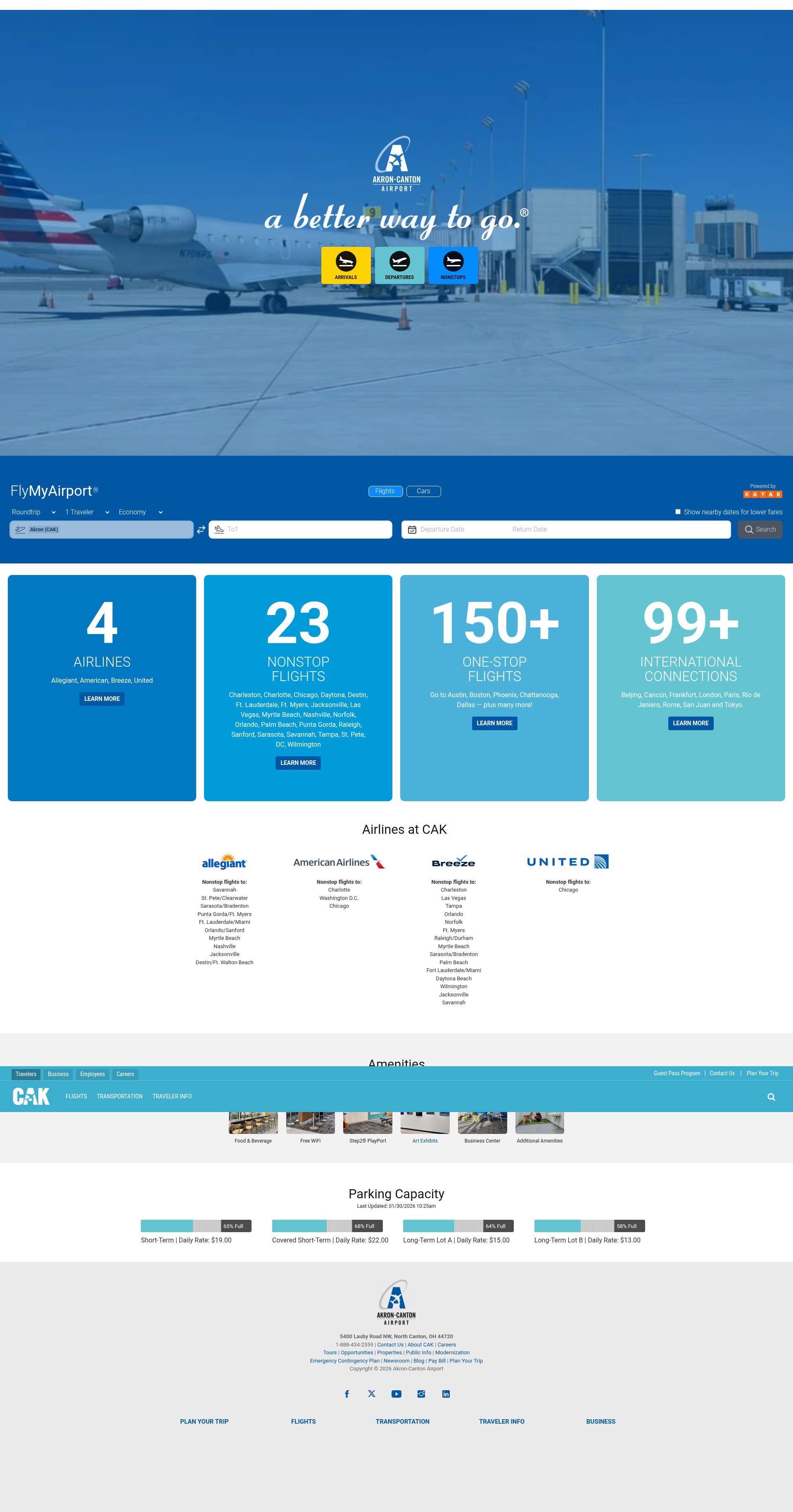 Screenshot of www.akroncantonairport.com