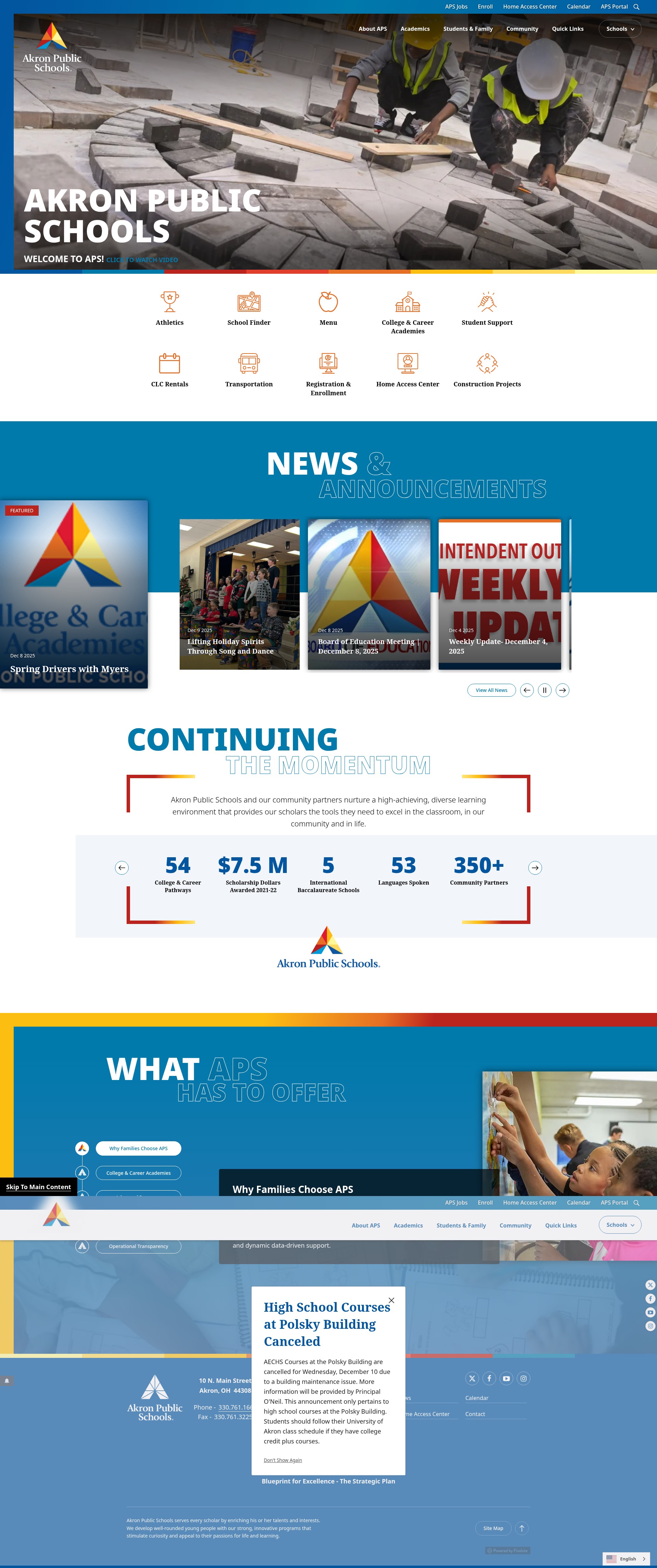 Screenshot of www.akronschools.com