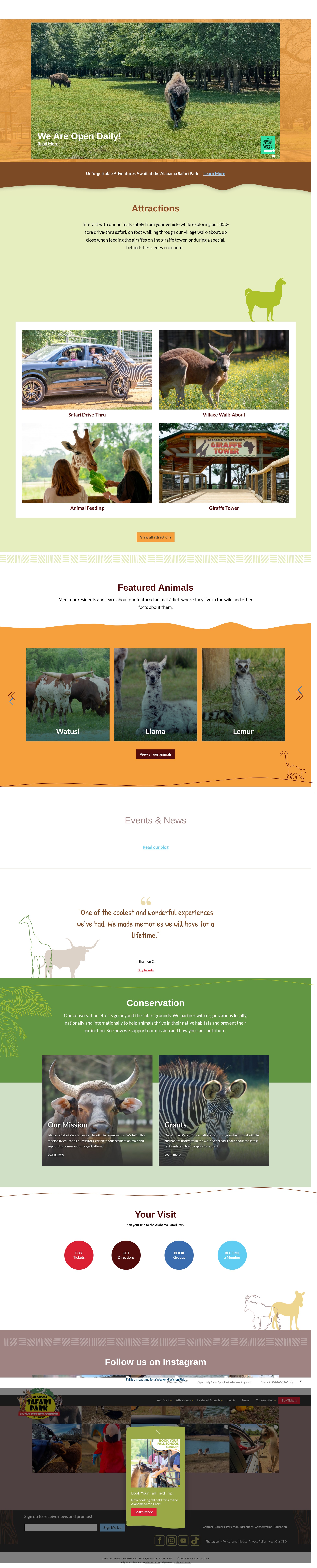 Screenshot of www.alabamasafaripark.com