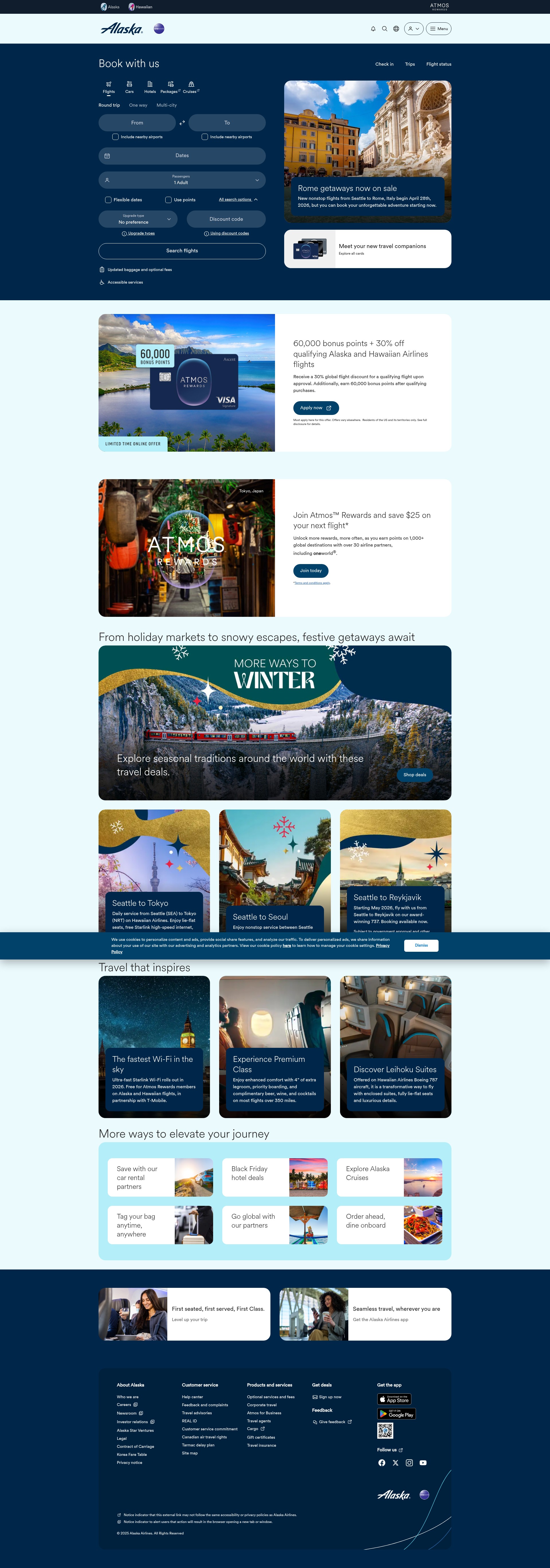 Screenshot of www.alaskaair.com