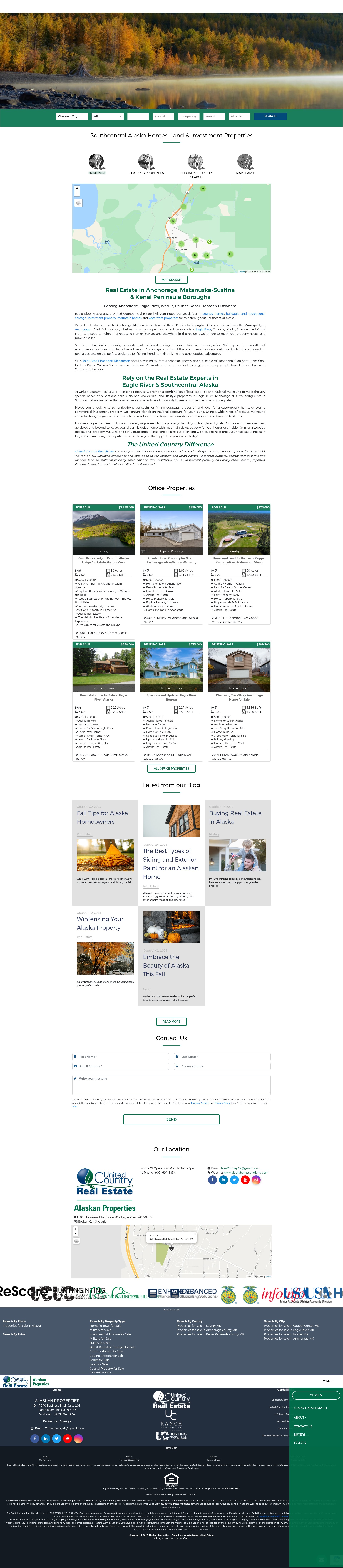 Screenshot of www.alaskahomesandland.com
